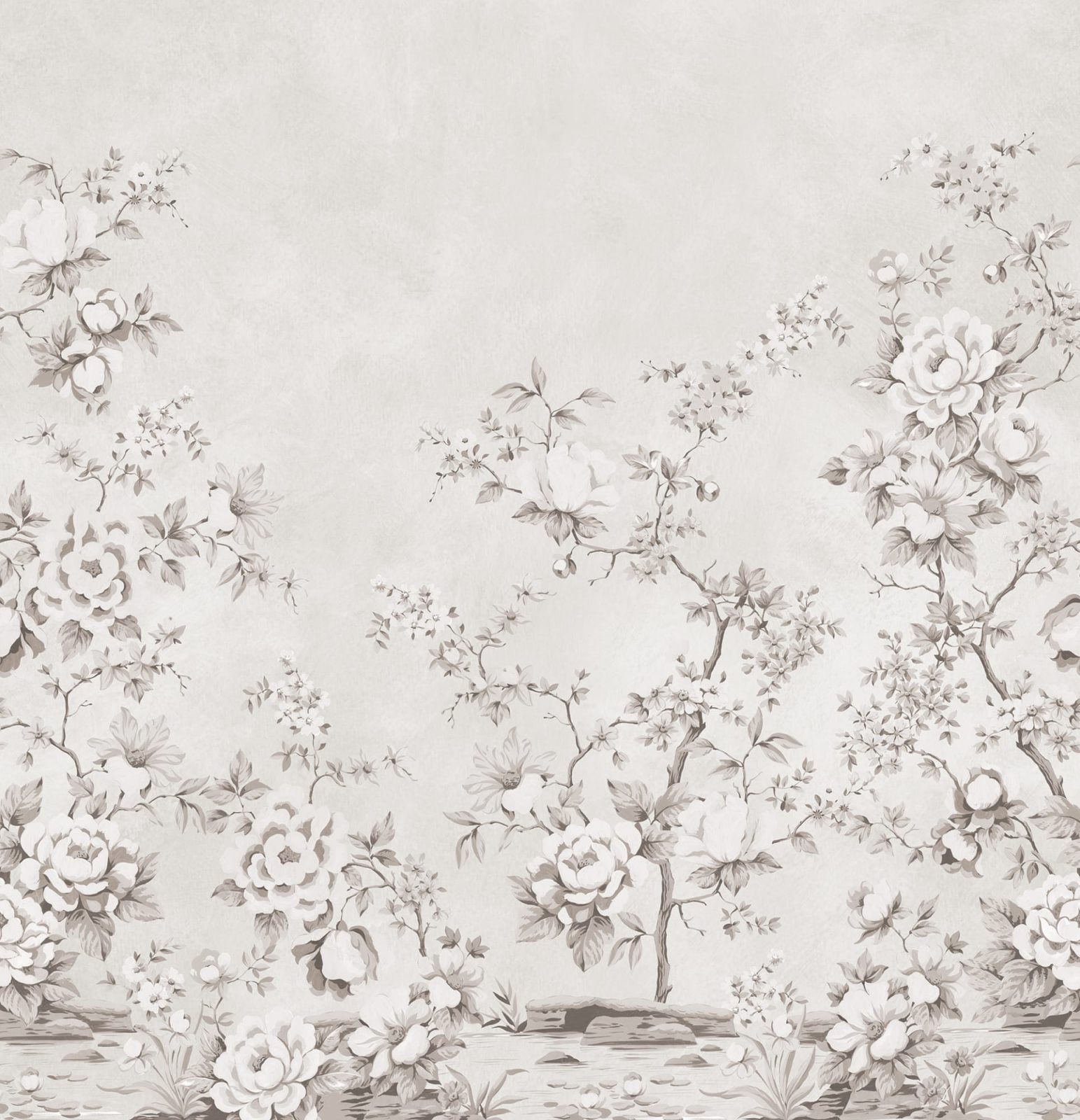 Floral Chinoiserie, Gray, Rebel Walls