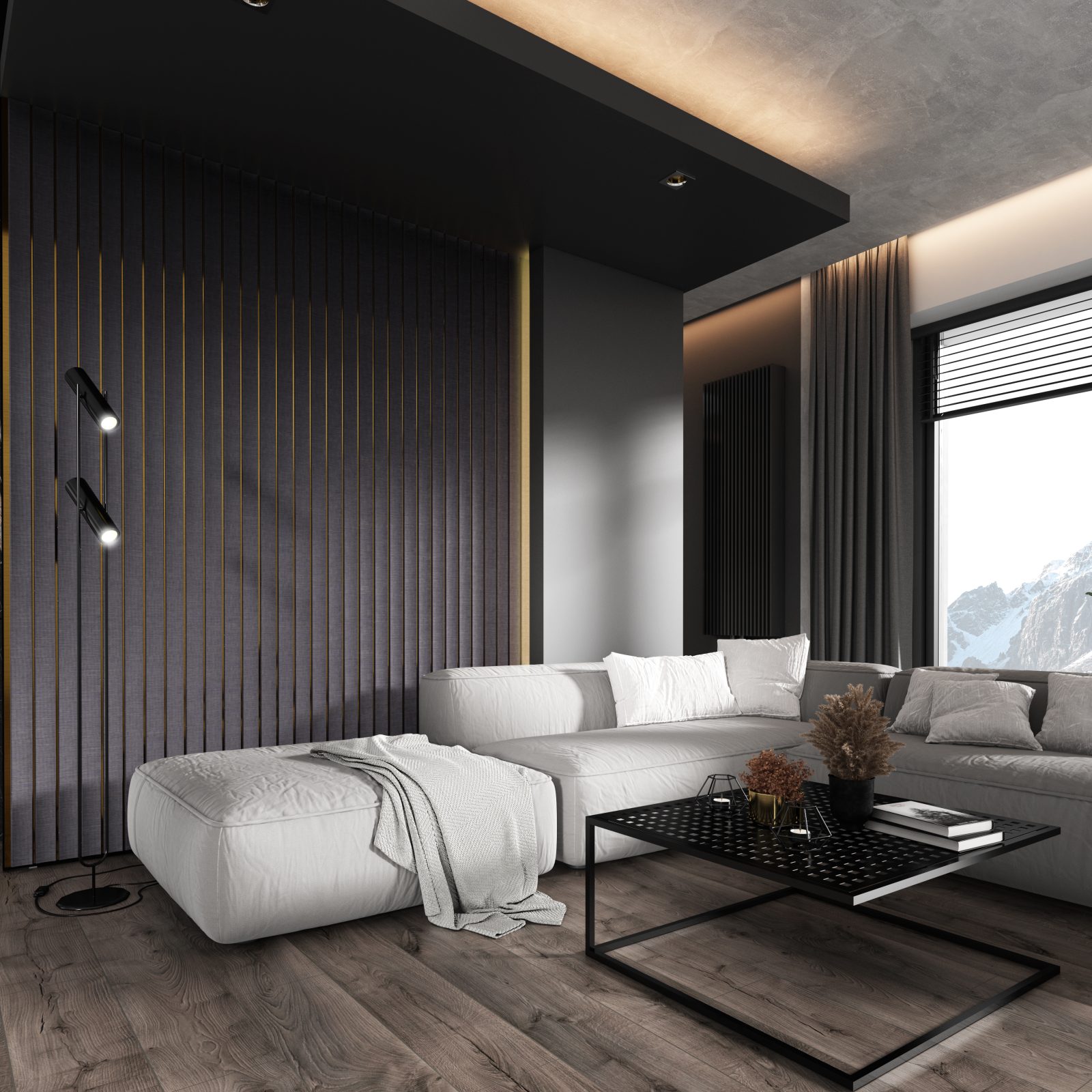 Riflaj decorativ 3D Amber, Antracit, 270x13 cm, Lamelio 6