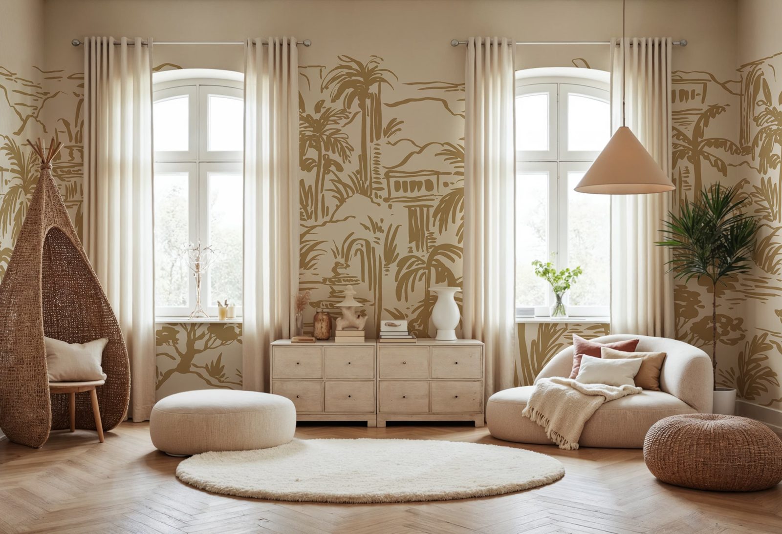 Palm Oasis, Yellow, Rebel Walls 3