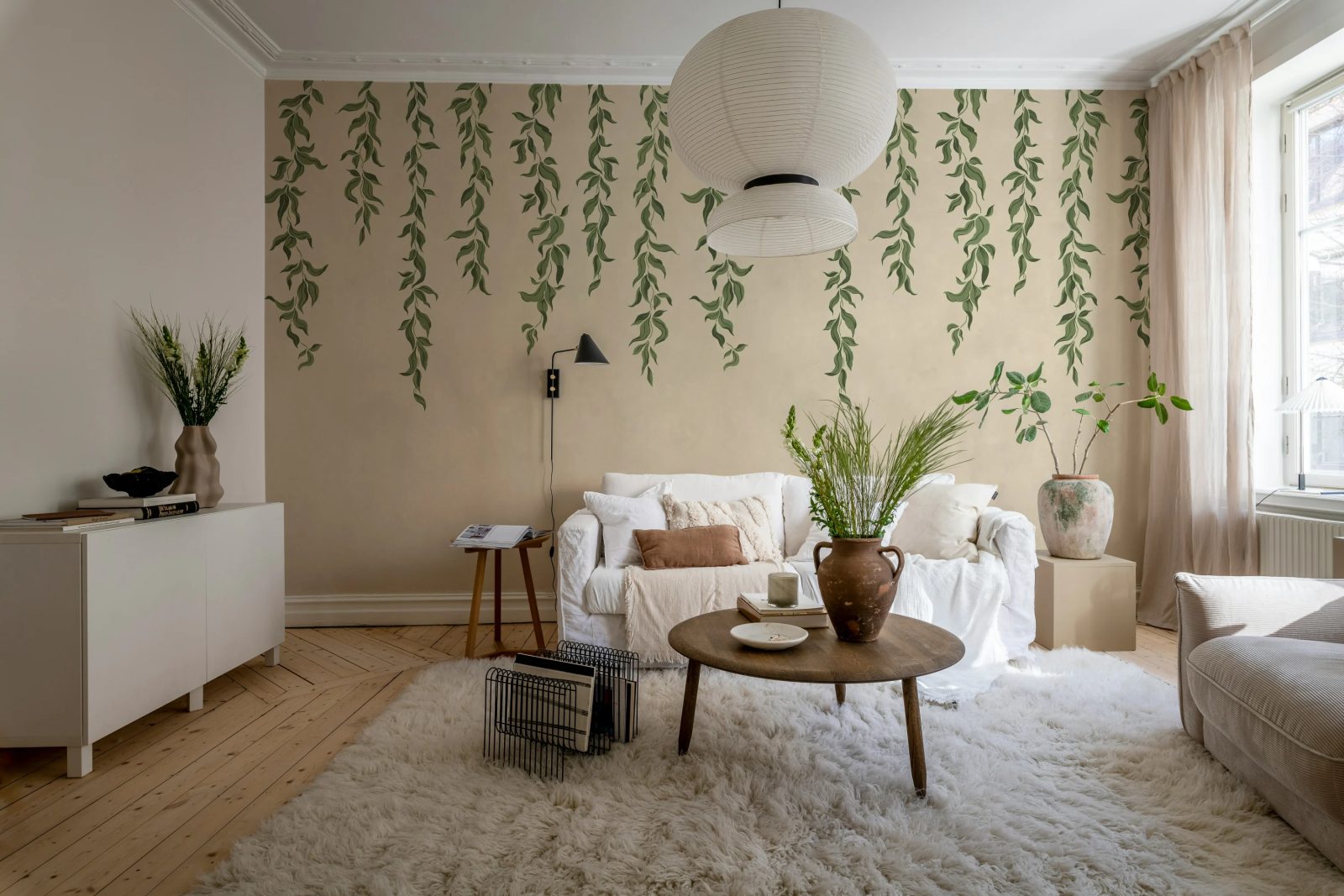 Hanging Leaves, Beige, Rebel Walls 3