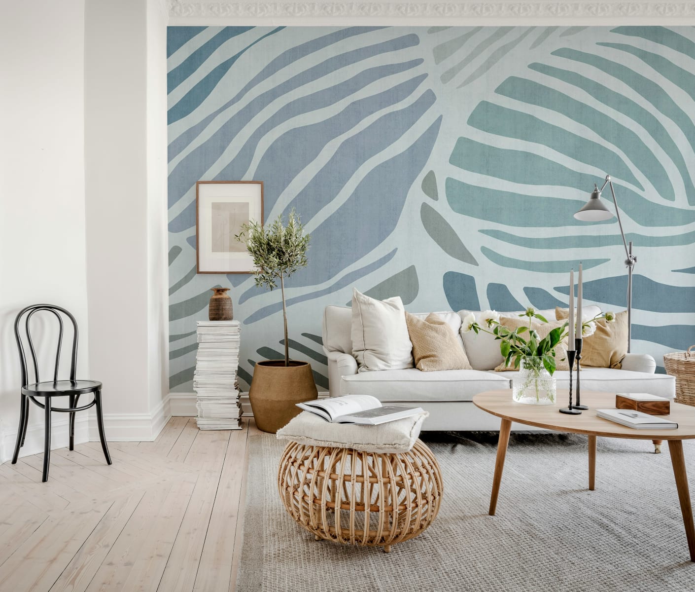 Graphic Leafs, Blue, Rebel Walls 2
