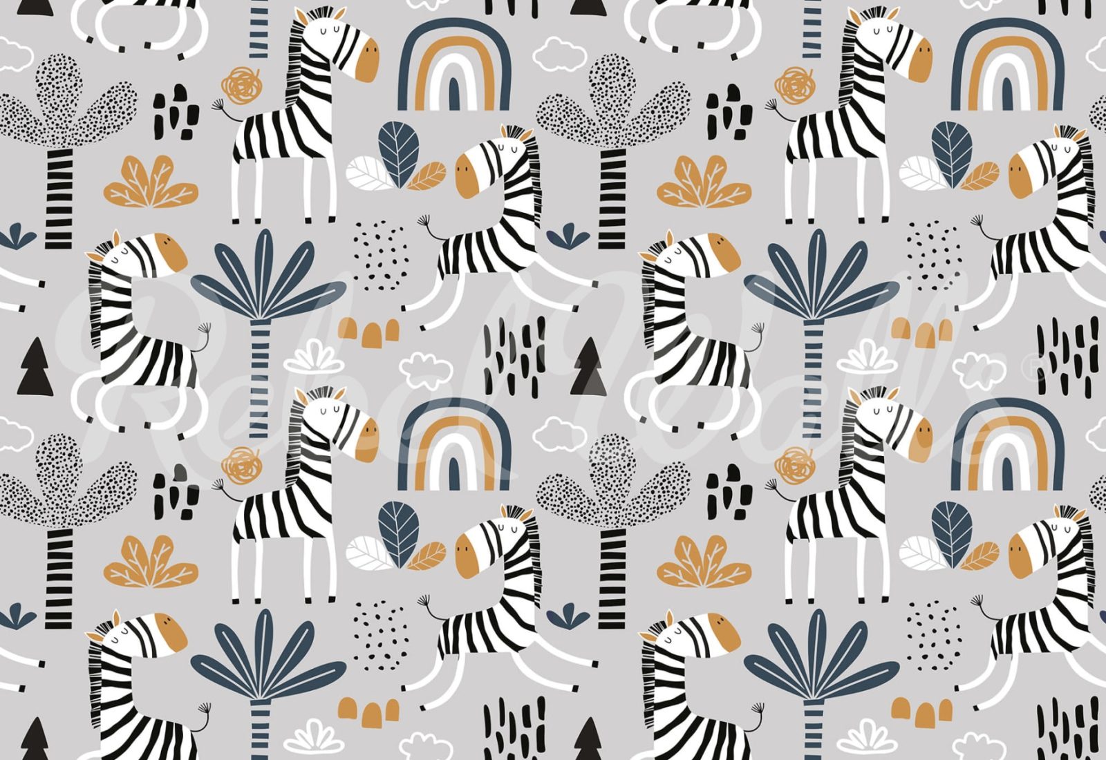 Happy Zebra, Gray, Rebel Walls