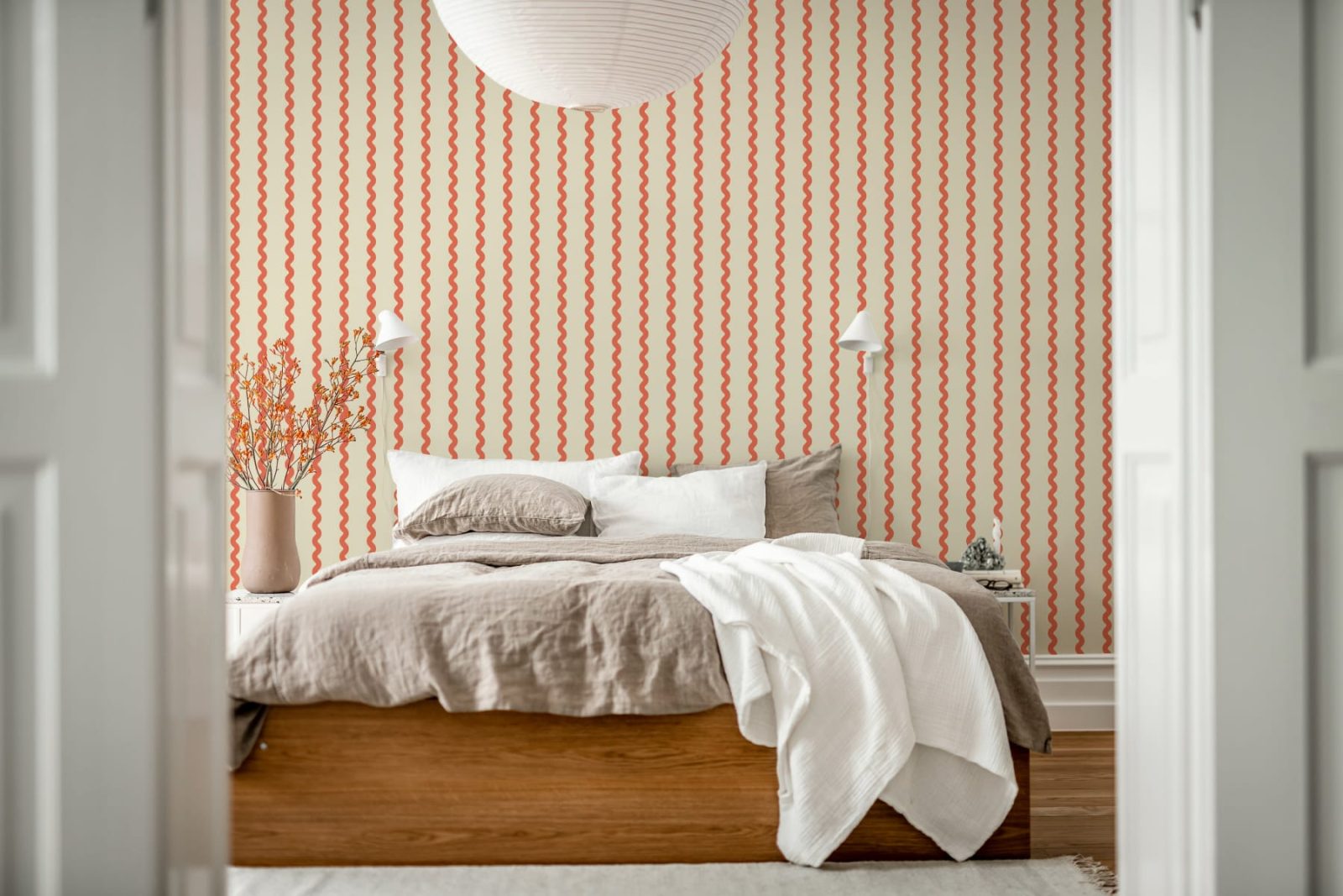 Wobbly Stripe, Red, Rebel Walls 2