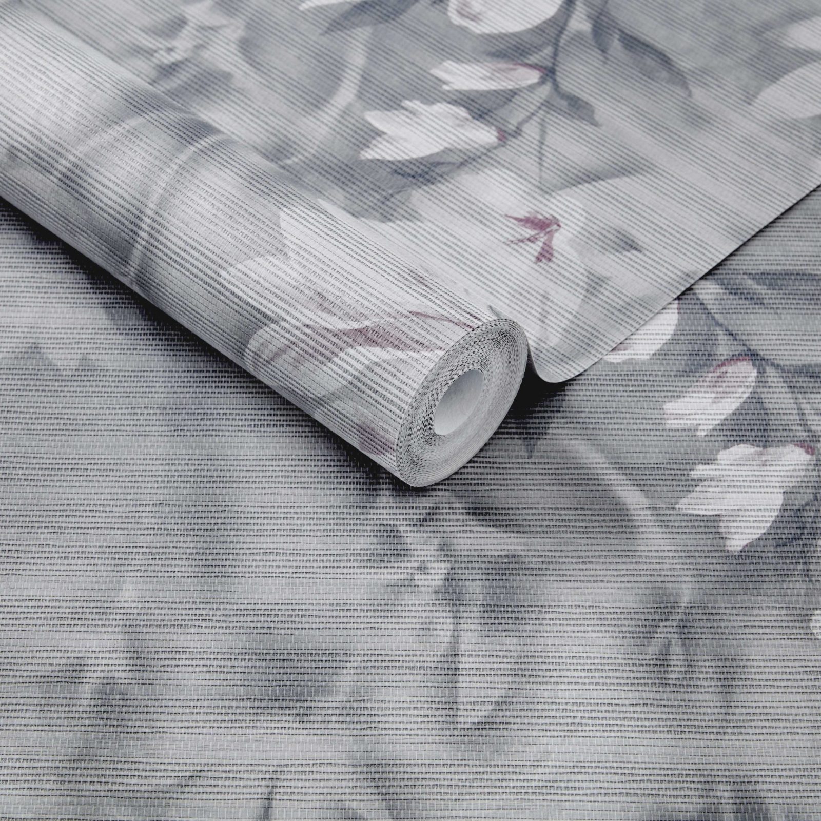 Trailing Magnolia, Mist Grey Luxury Floral Paperweave, 1838 Wallcoverings, 5.2mp / rola 3