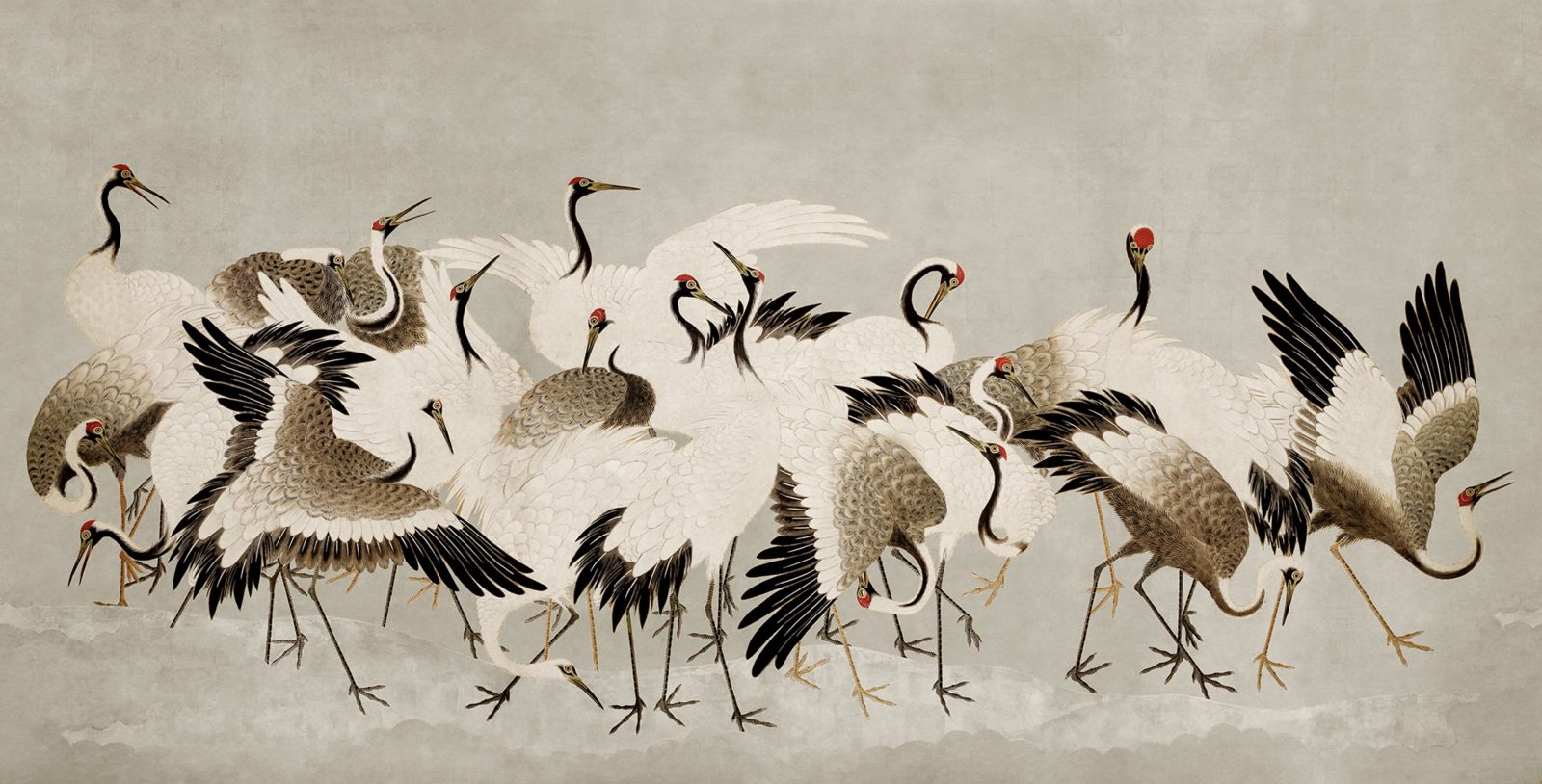 Dancing Cranes, Beige, Rebel Walls