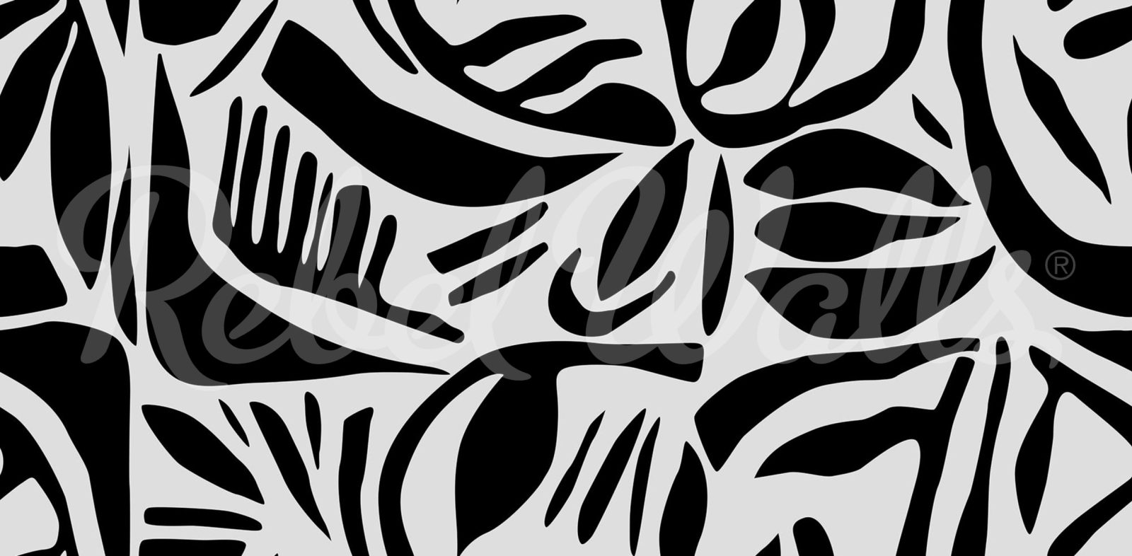 Abstract Leafs, Black & White, Rebel Walls