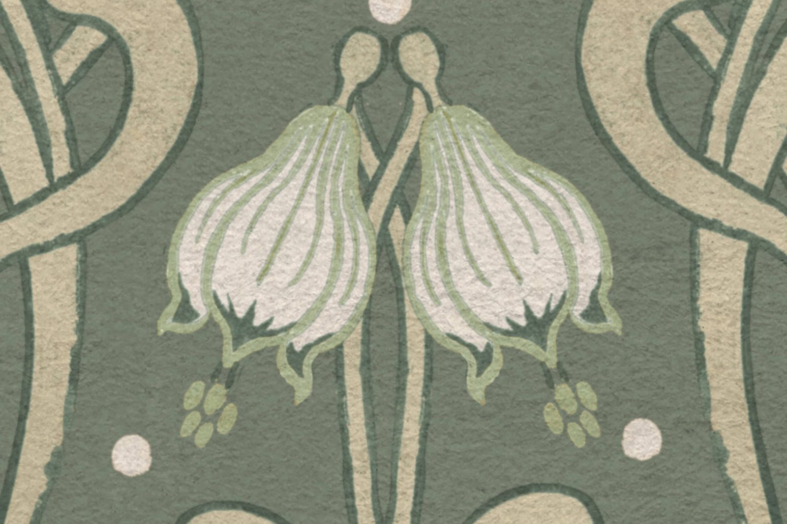 Art Nouveau Flower, Green, Rebel Walls 4