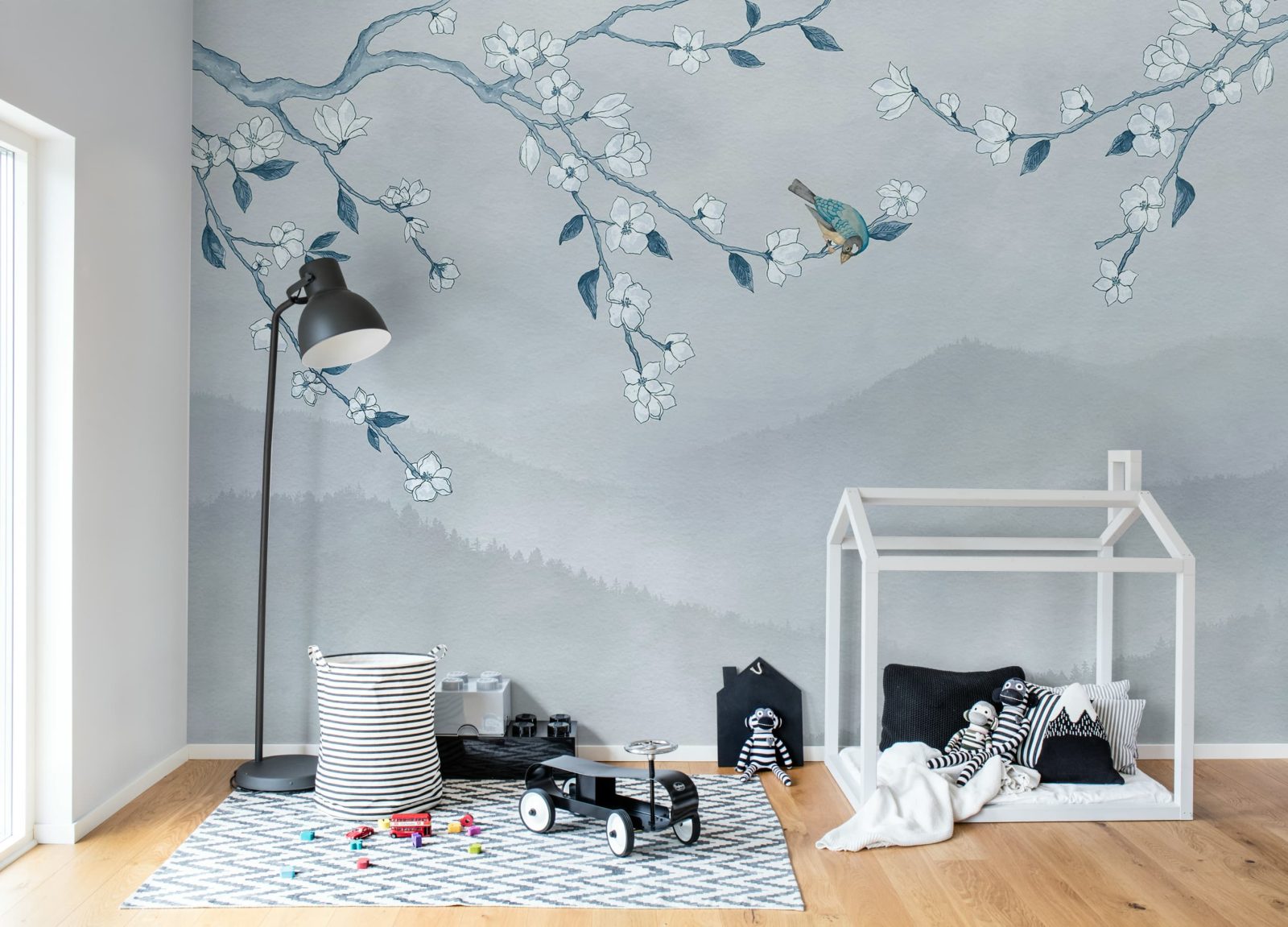 Bird in Tree, Blue, Rebel Walls 3