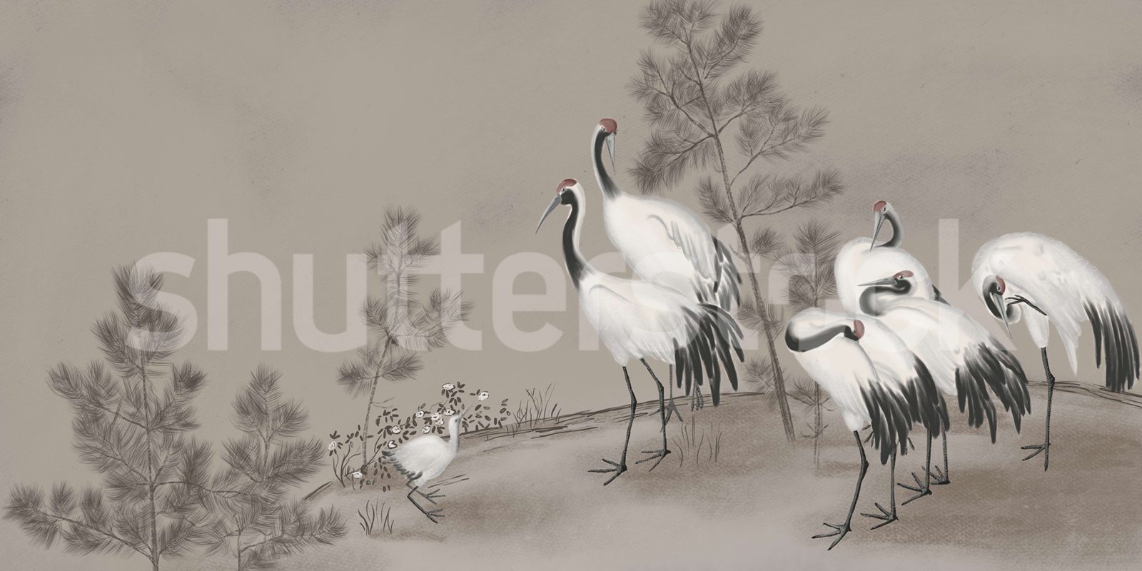 Whispering Cranes, Gray, Rebel Walls