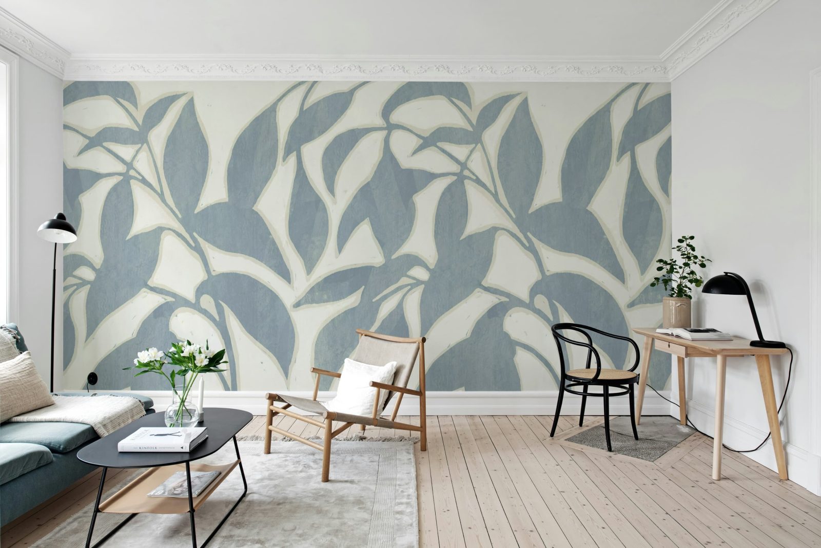 Leaf Silhouette, Blue, Rebel Walls 2