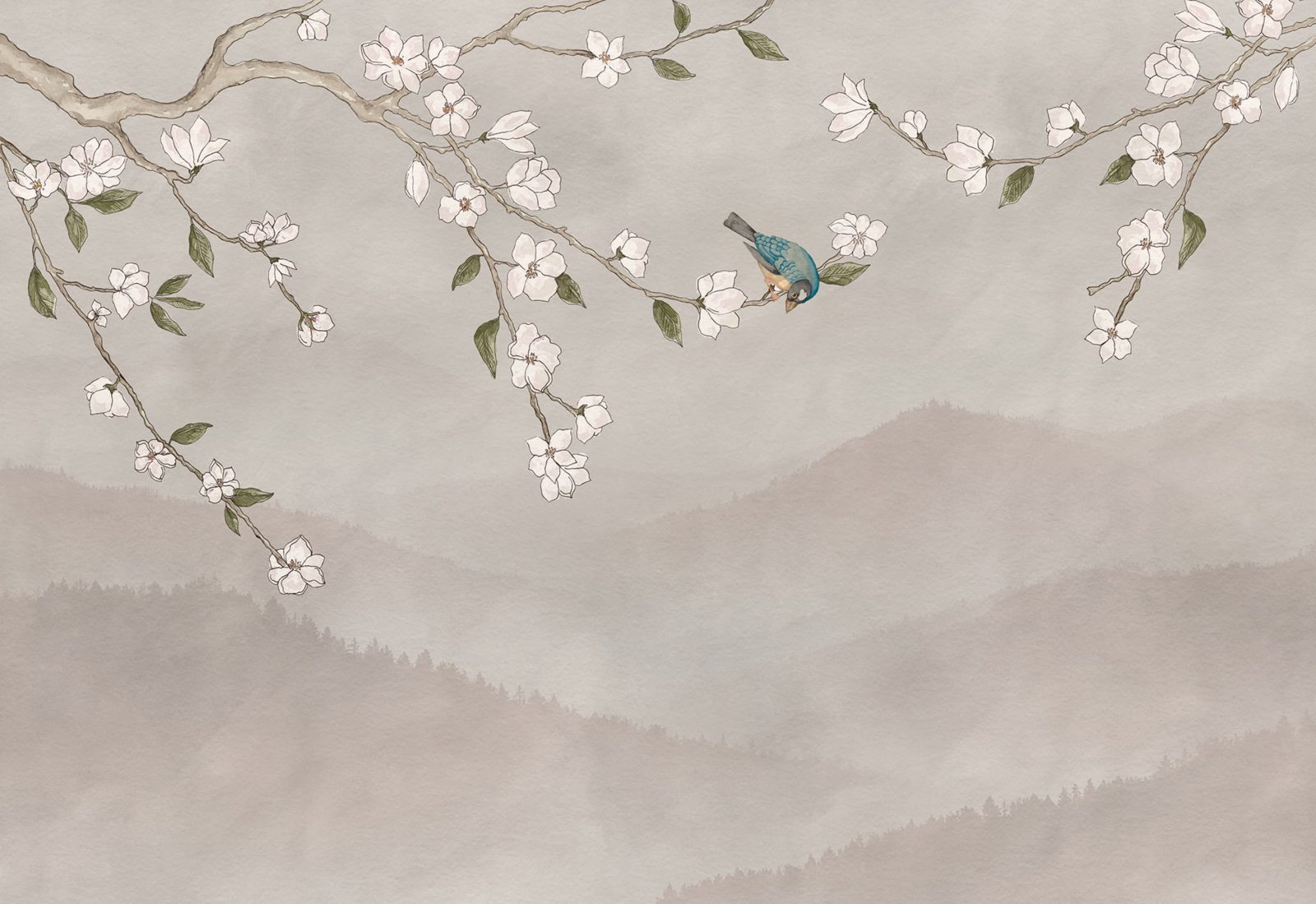 Bird in Tree, Pink, Rebel Walls
