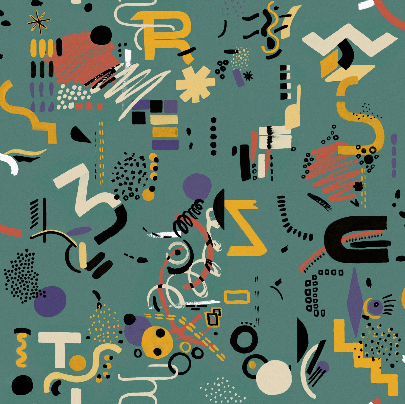 Funny Shapes, Turquoise, TresTintas 5mp / rola