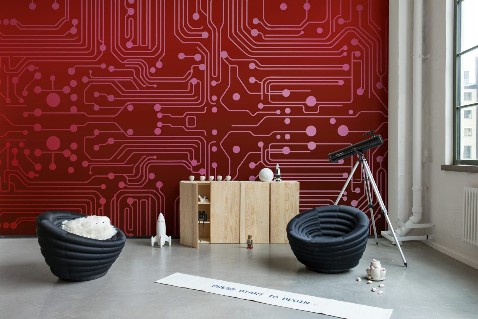 Circuit Board, Red, Rebel Walls 3