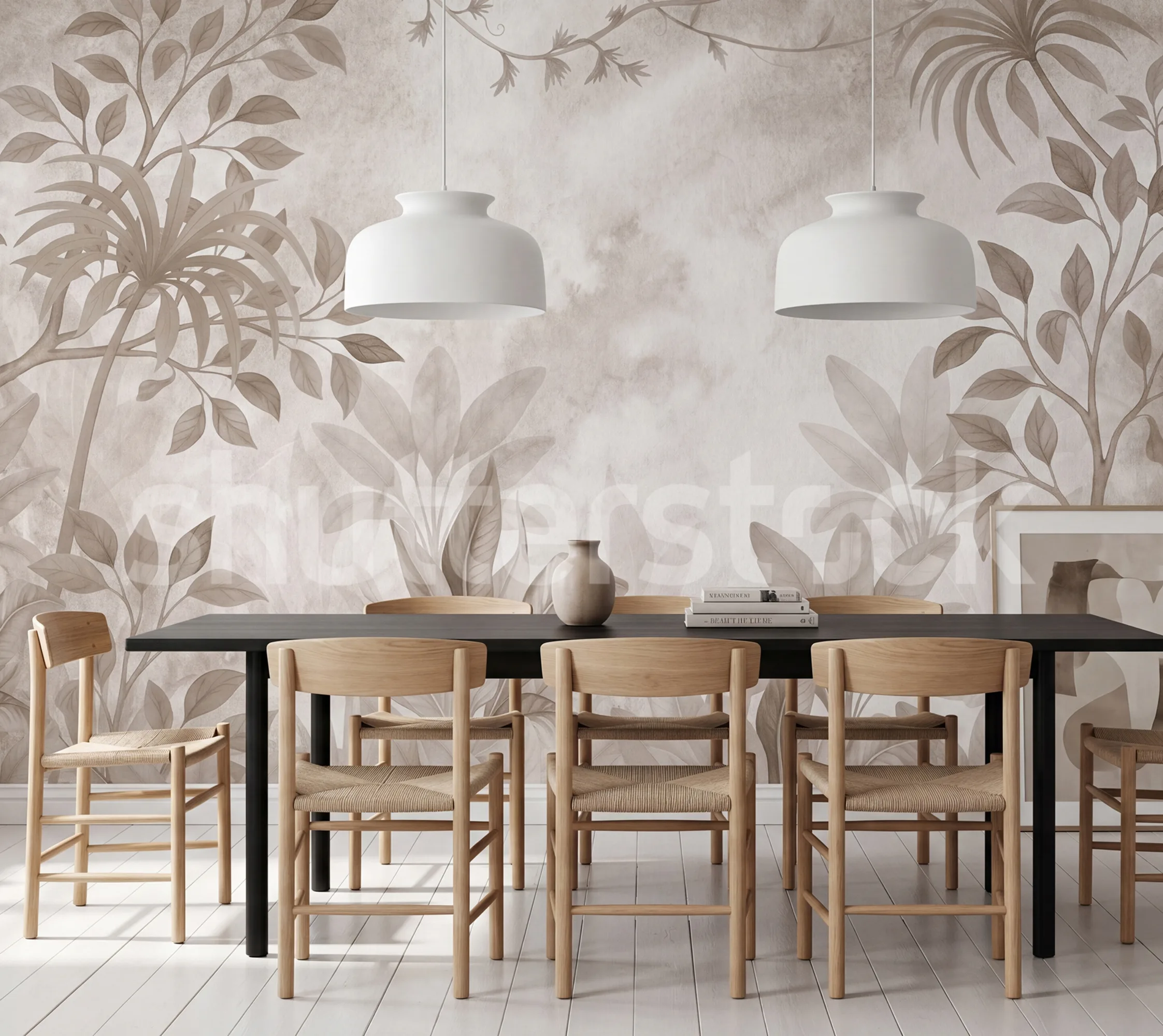 Leafy Greenery, Beige, Rebel Walls 2