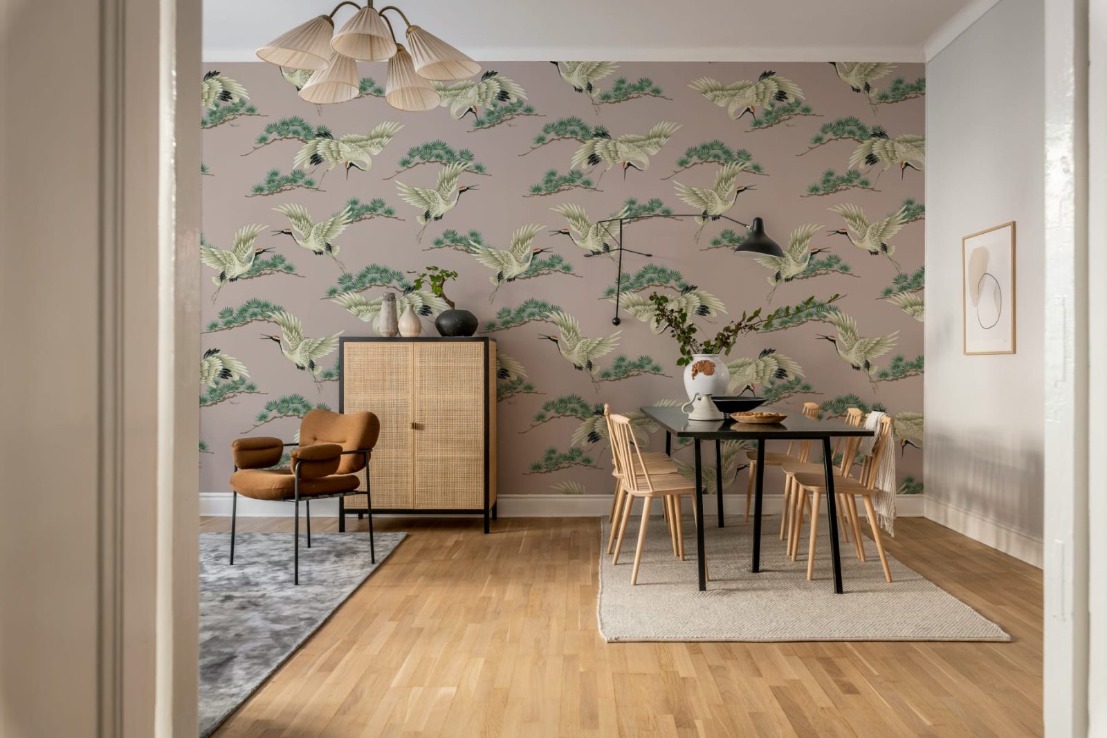 Flying Cranes, Pink, Rebel Walls 3