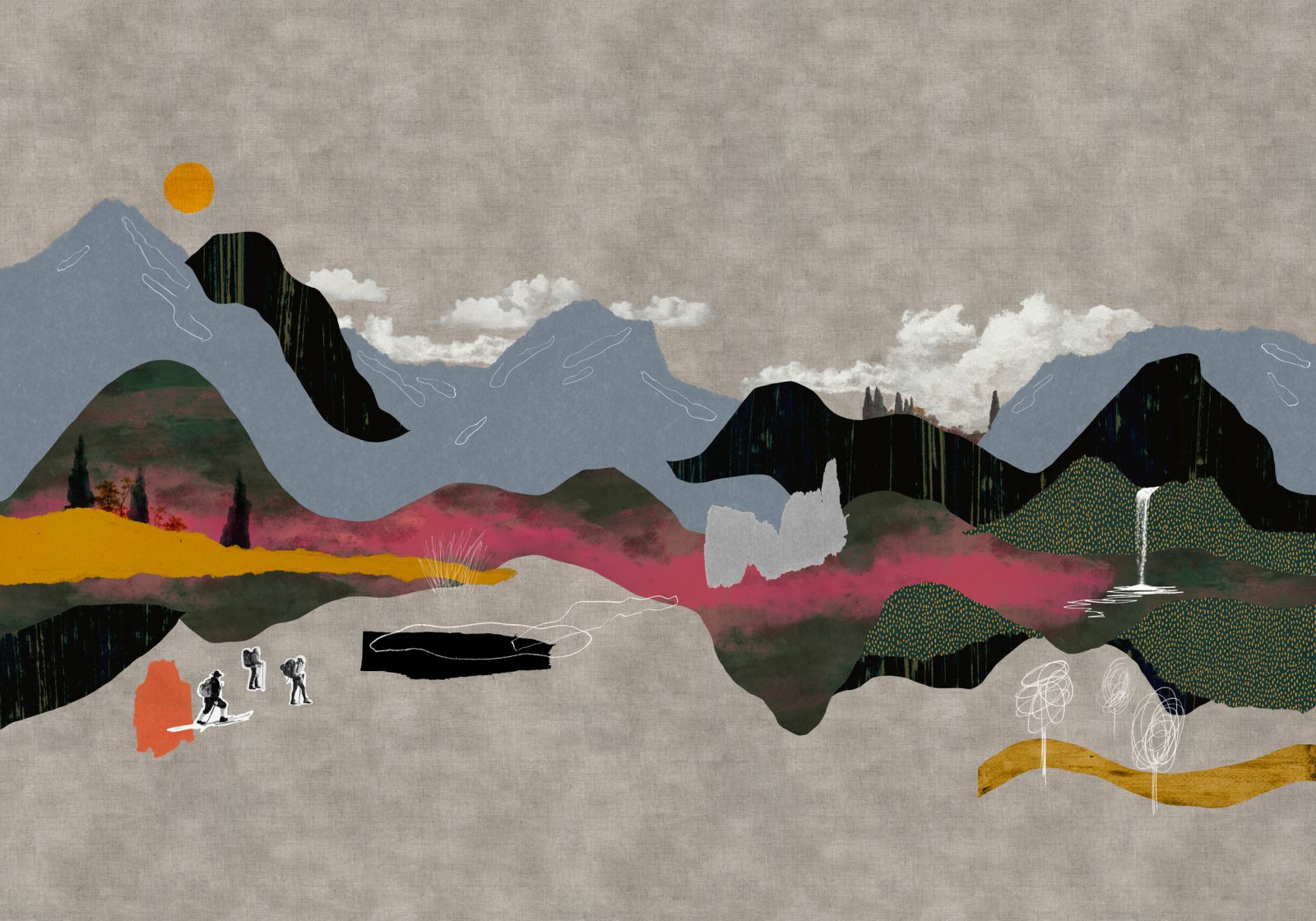 Landscape Collage, Grey, TresTintas