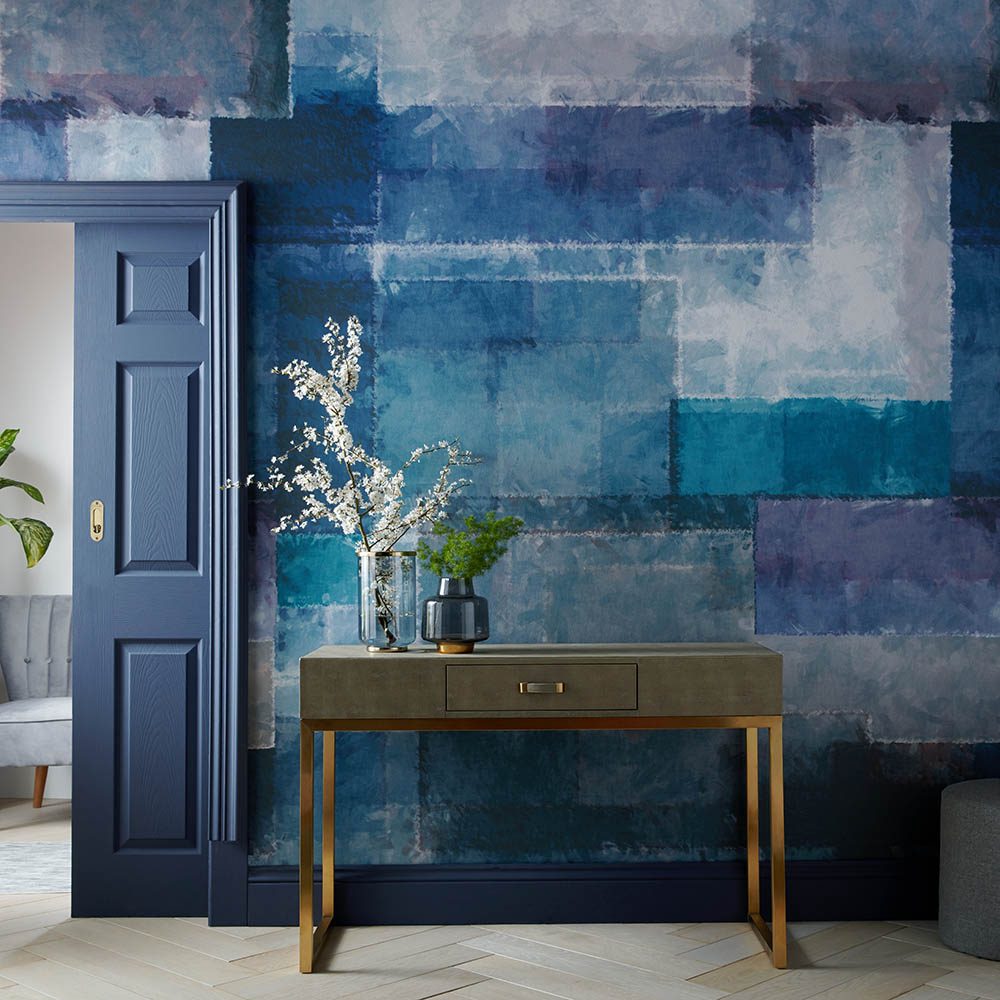 Spectrum, Indigo Blue Luxury Geometric, 1838 Wallcoverings, 6.5mp / rola 2