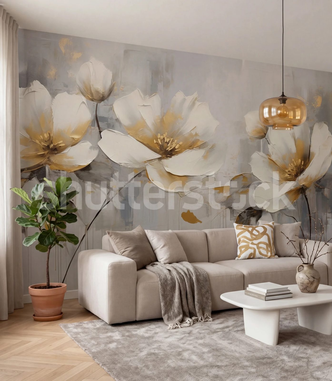 Floral Elegance, Gray, Rebel Walls 2