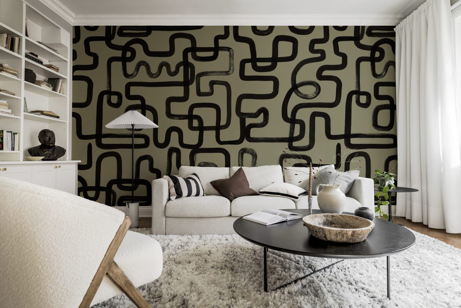 Artzy Lines, Olive Green, Rebel Walls 2