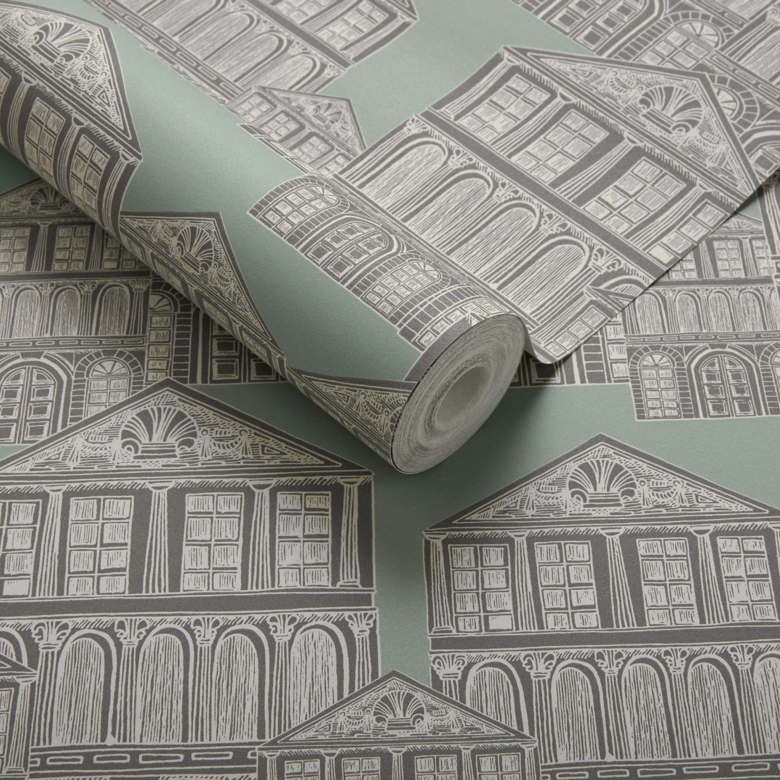 Maison, Neo Mint Green Luxury Patterned, 1838 Wallcoverings, 5.3mp / rola 3