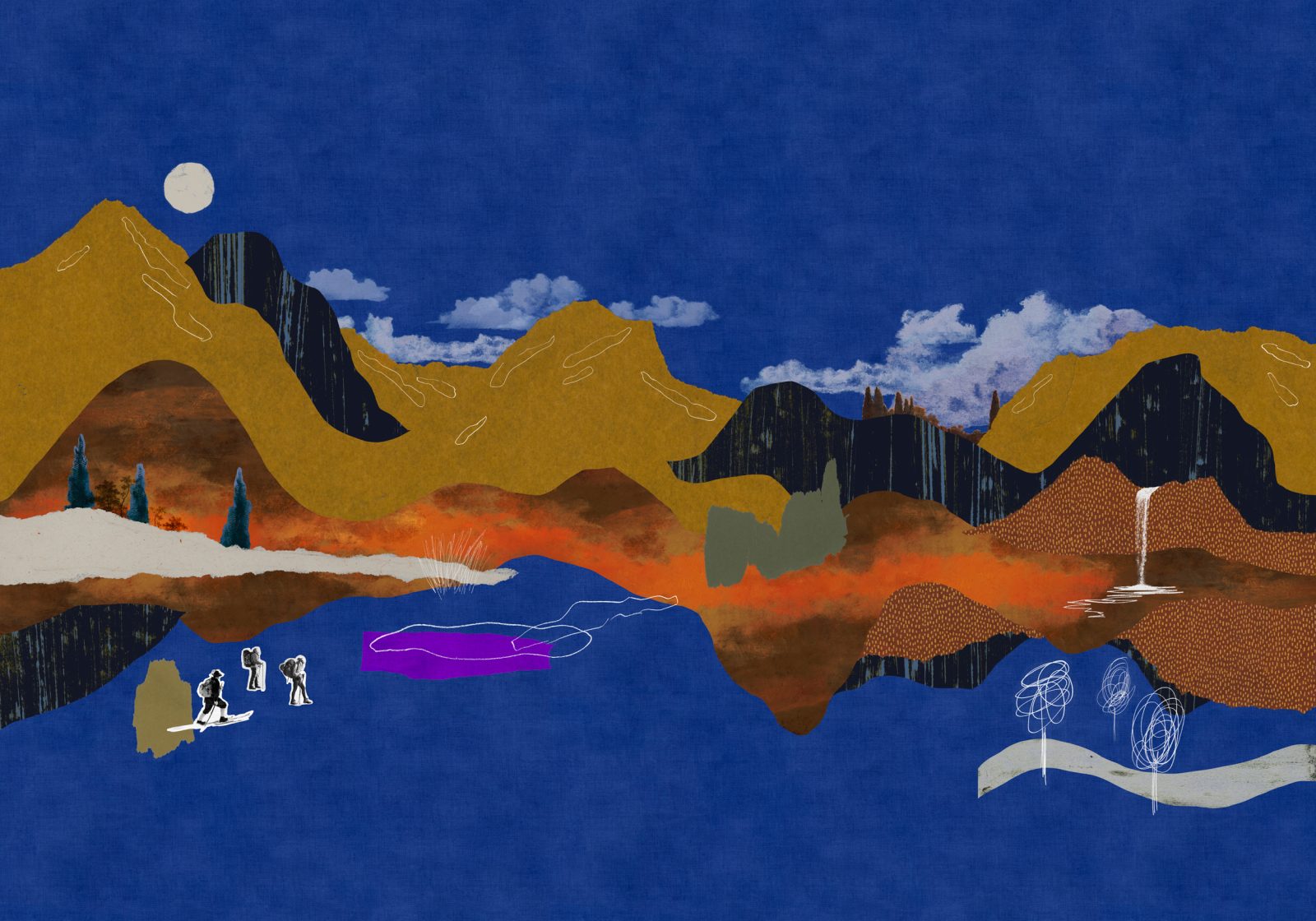 Landscape Collage, Blue, TresTintas