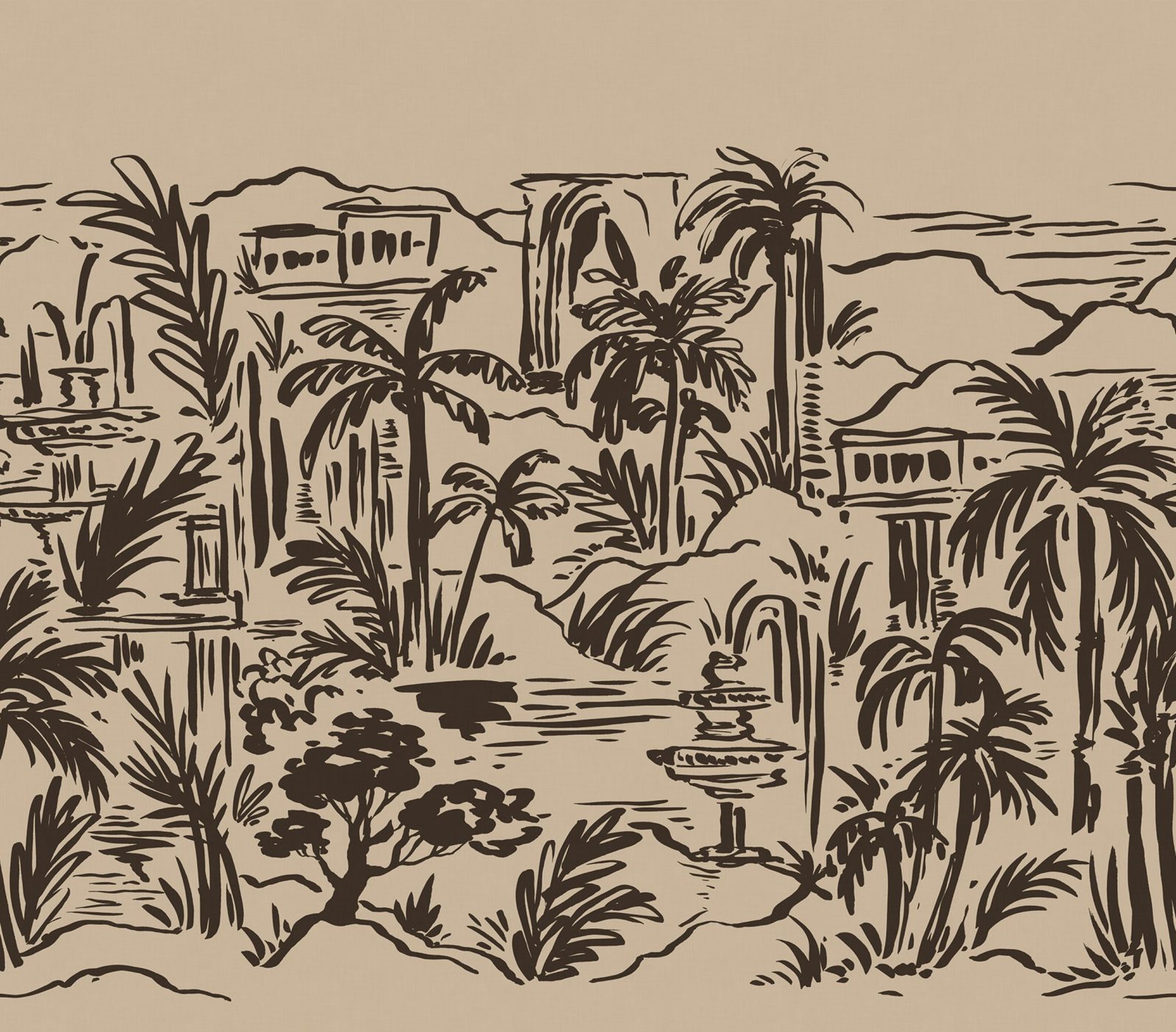 Palm Oasis, Black, Rebel Walls