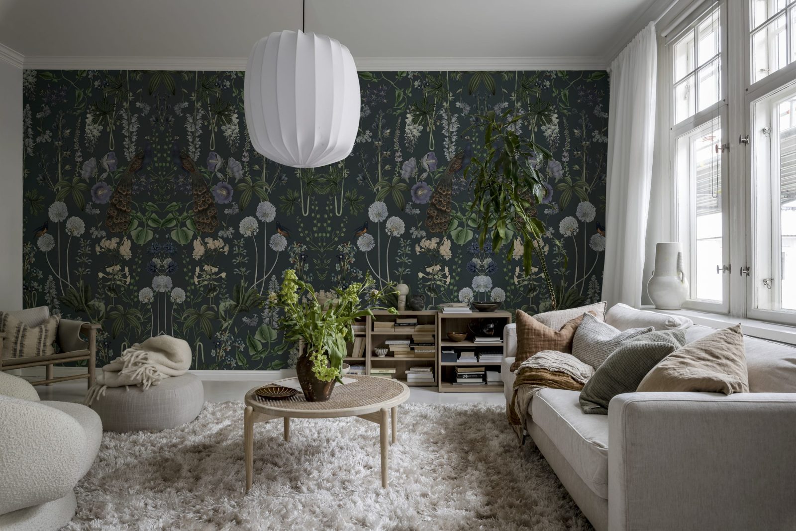 Peacock Garden, Black, Rebel Walls 3
