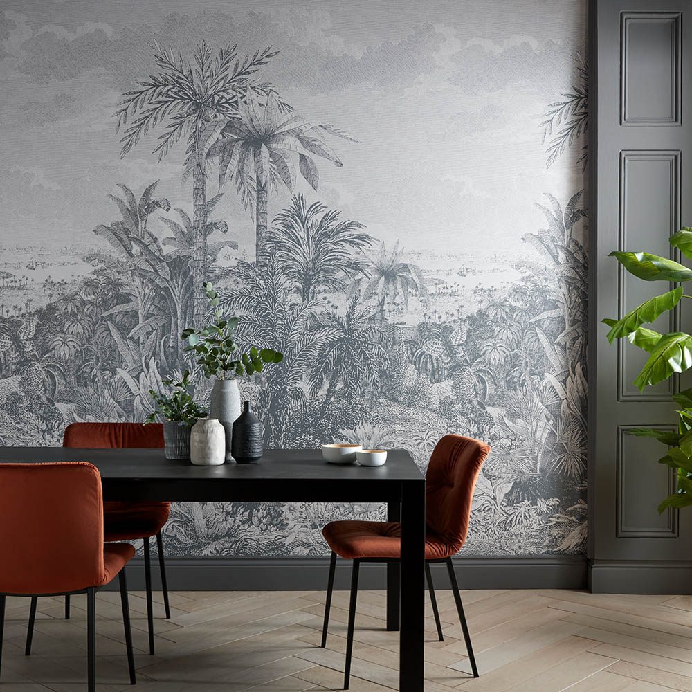 Paradise Found, Monochrome Luxury Tropical, 1838 Wallcoverings, 6.5mp / rola 2