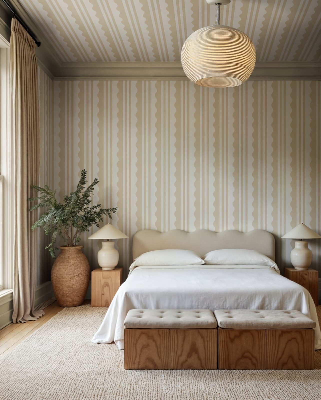Wavy Stripe, Beige, Rebel Walls 2