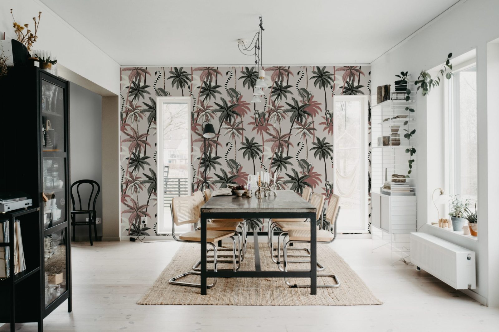 Lemur Palms, Burgundy, Rebel Walls 3