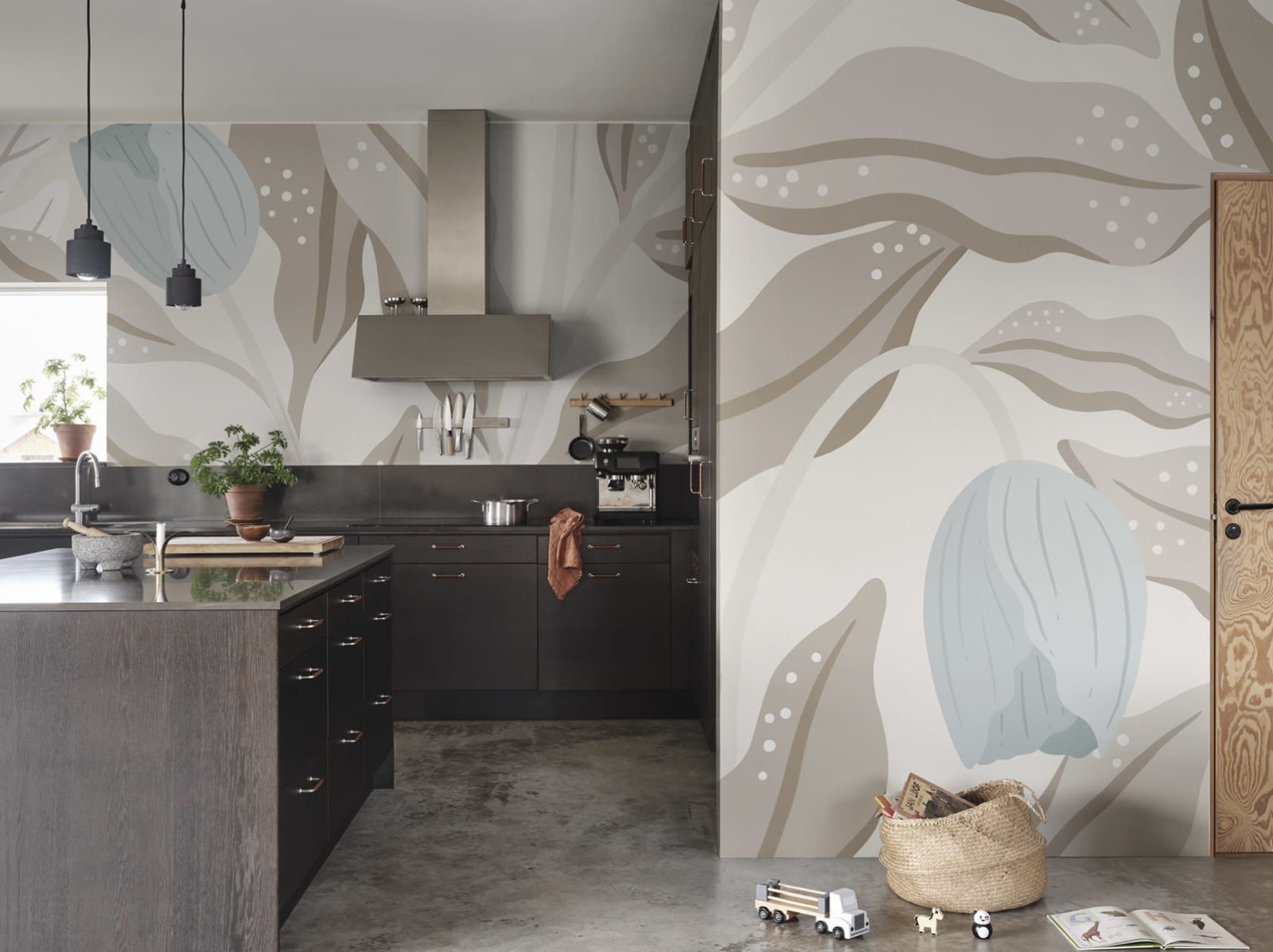 Cool Flora, Beige & Blue, Rebel Walls 3