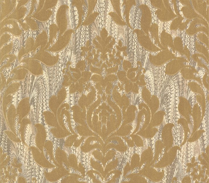 Faversham, Natural Gold Luxury Flock, 1838 Wallcoverings, 5.3mp / rola