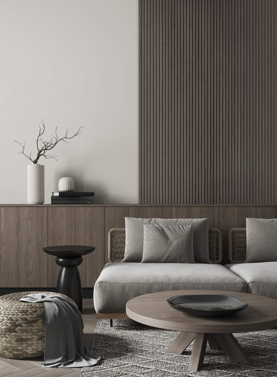 Riflaj decorativ MDF, Walnut, fonoabsorbant, 270x28cm, Lamelio 4