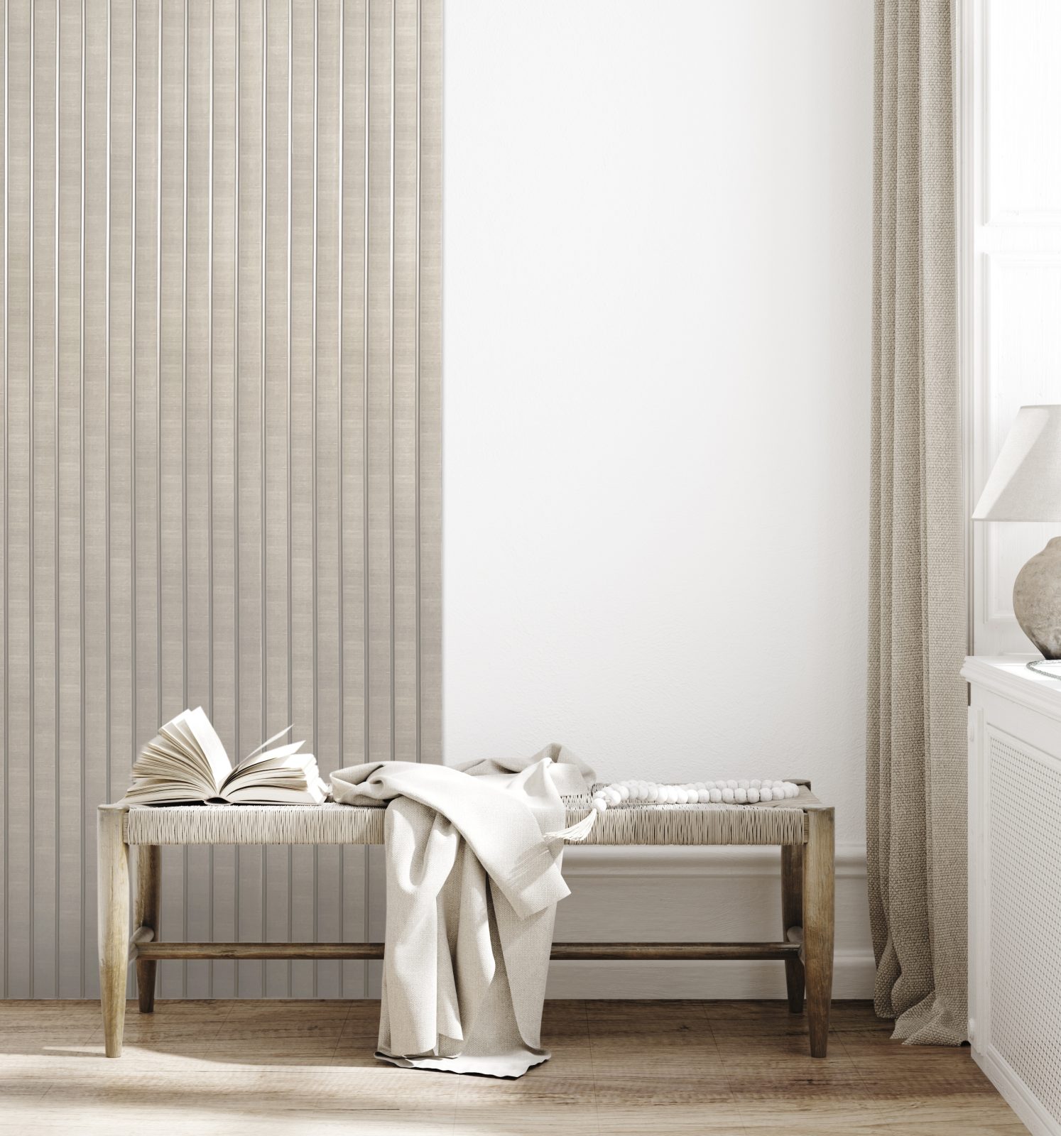 Riflaj decorativ 3D Amber, Bej, 270x13 cm, Lamelio 7