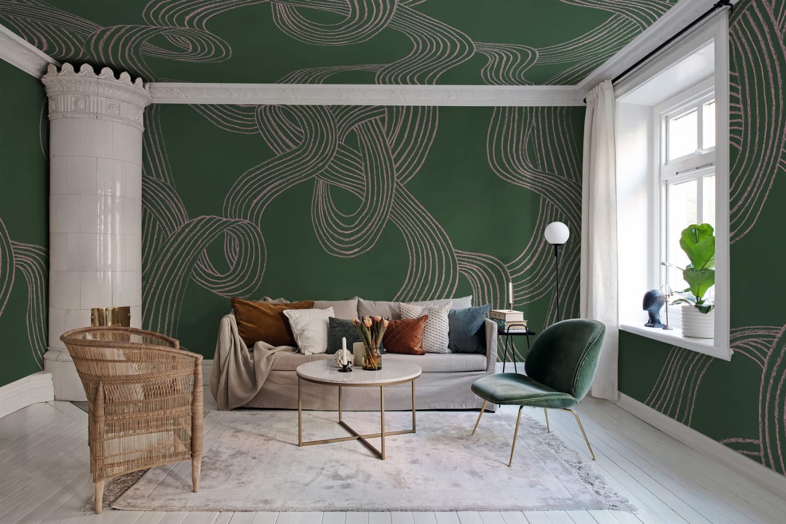 Stripes Repeatable, Green, Rebel Walls 2