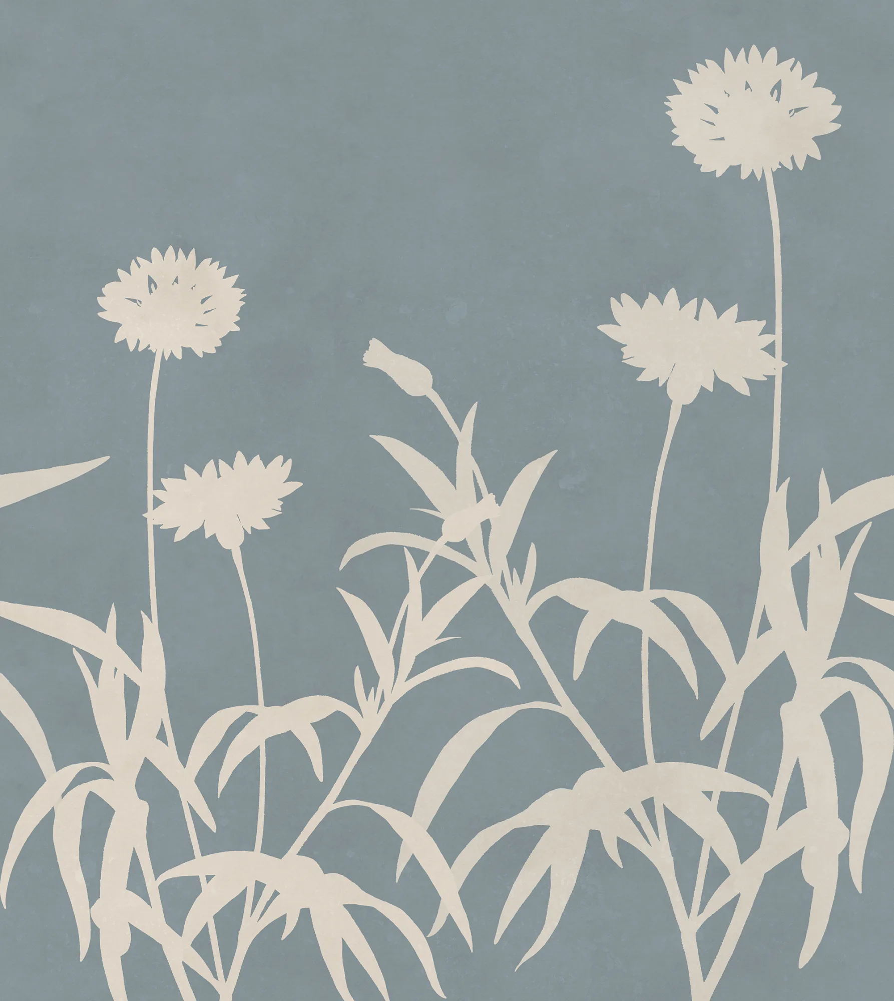 Floral Silhouette, Blue, Rebel Walls
