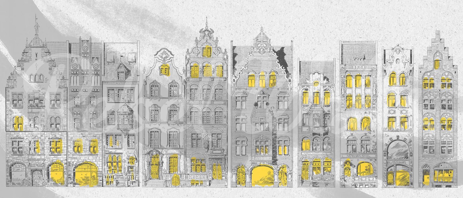House Facades, Gray, Rebel Walls