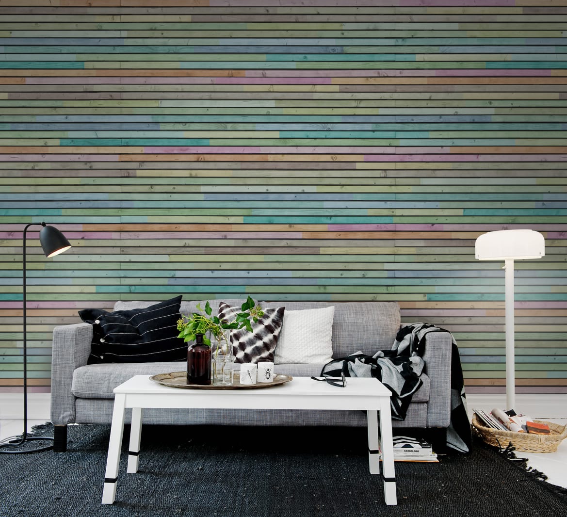 Wooden Slats, Colourful, Rebel Walls 2