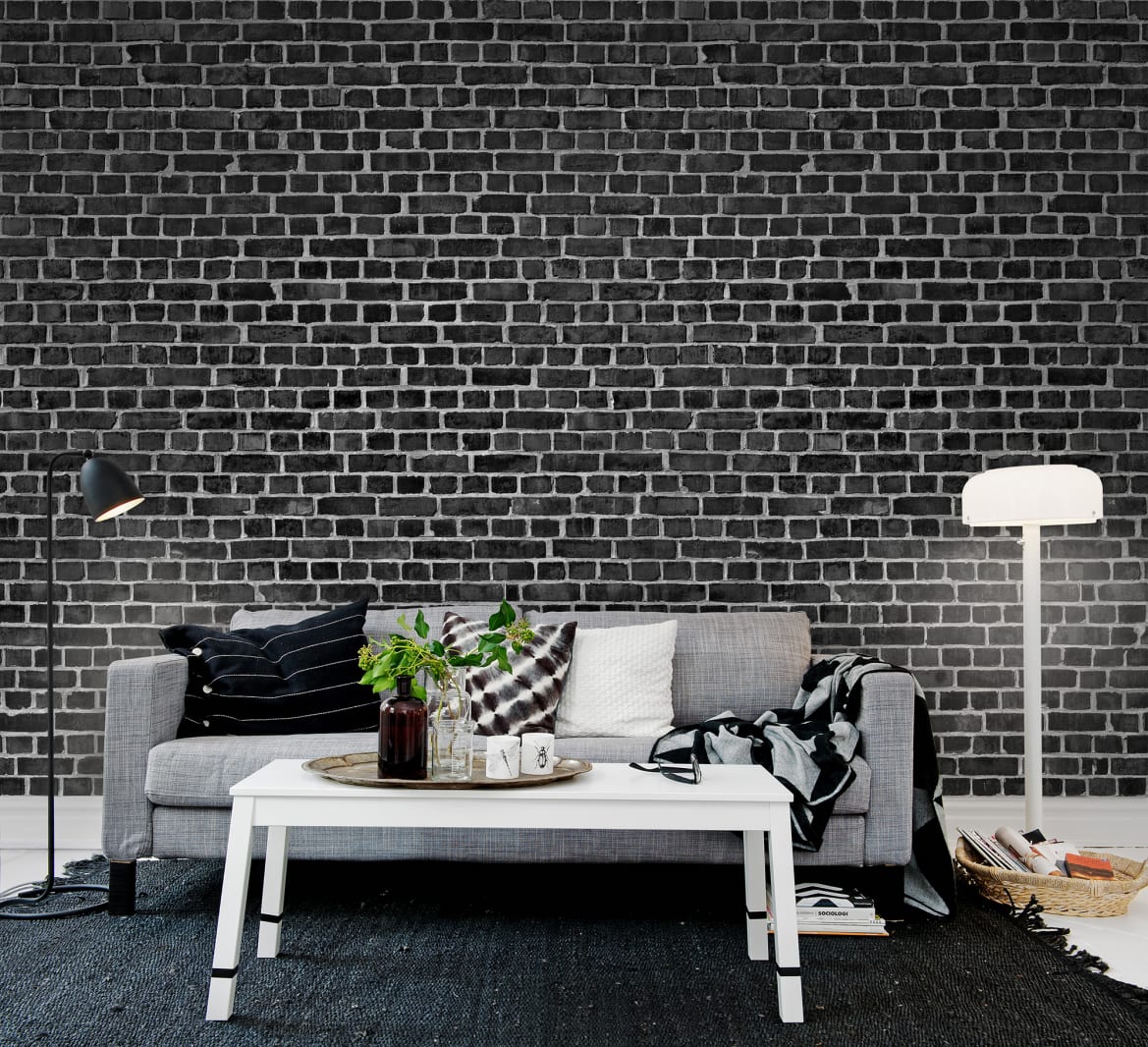 Brick Wall, Black, Rebel Walls 3