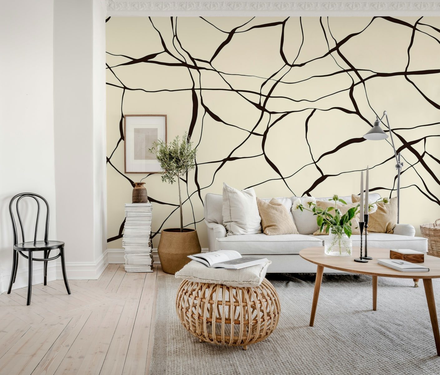 Line Art, Beige, Rebel Walls 2