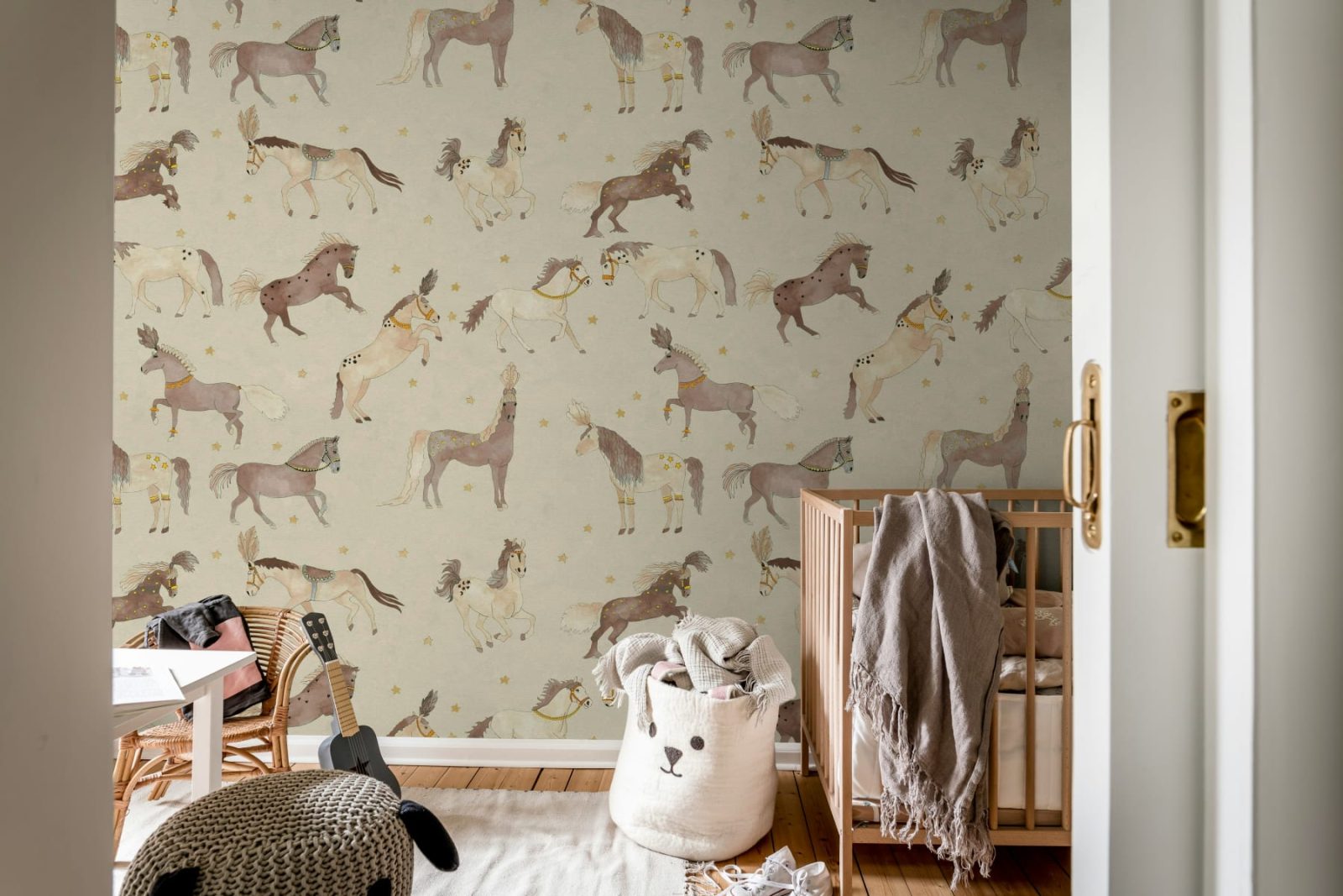 Circus Horses, Beige, Rebel Walls 2