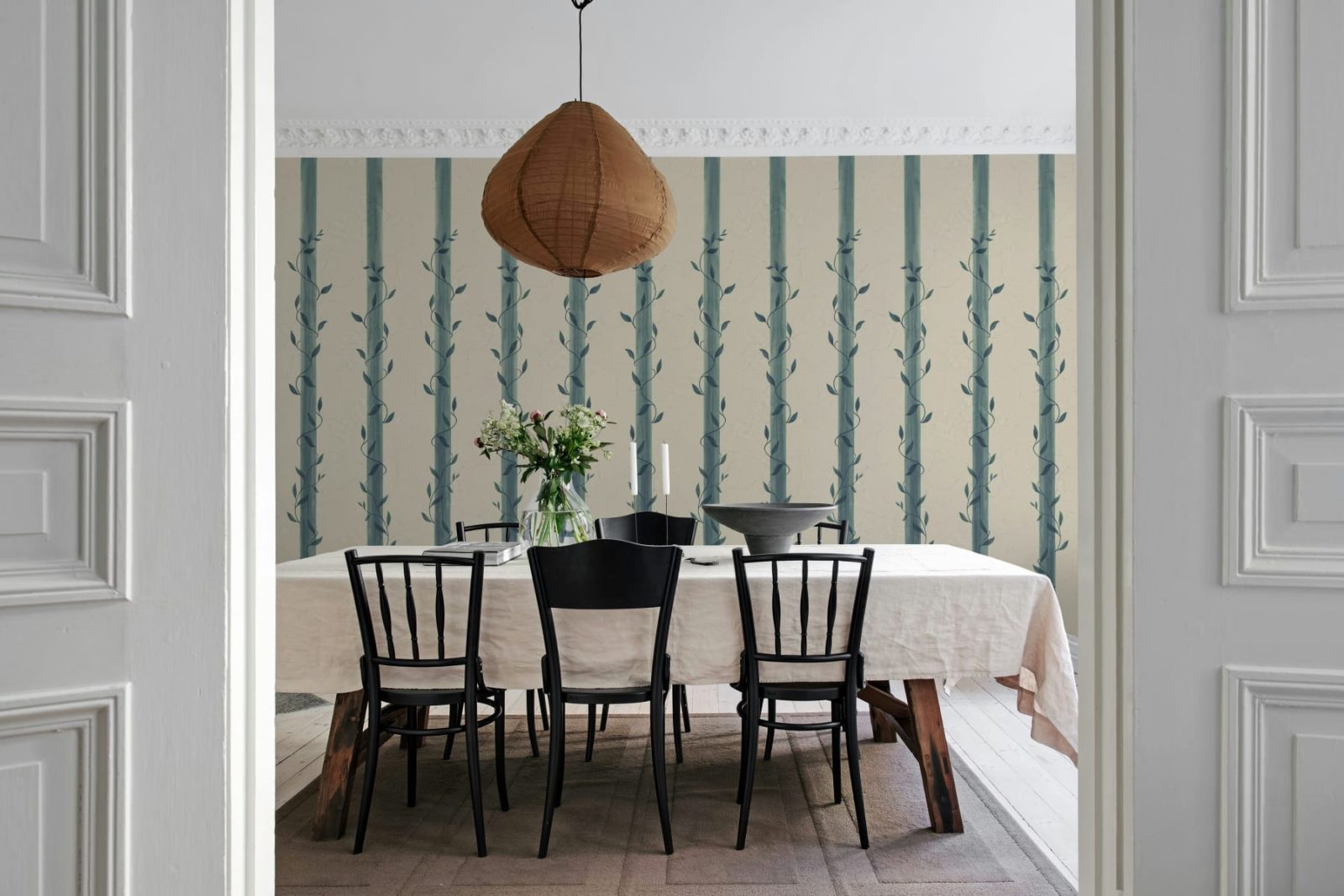 Leafy Stripes, Blue, Rebel Walls 3