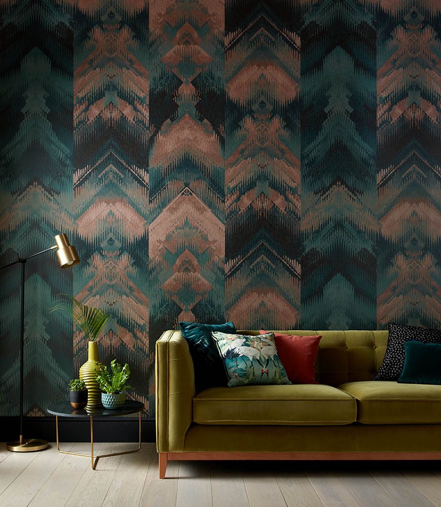 Reflections, Jade Green Luxury Geometric, 1838 Wallcoverings, 6.5mp / rola 2