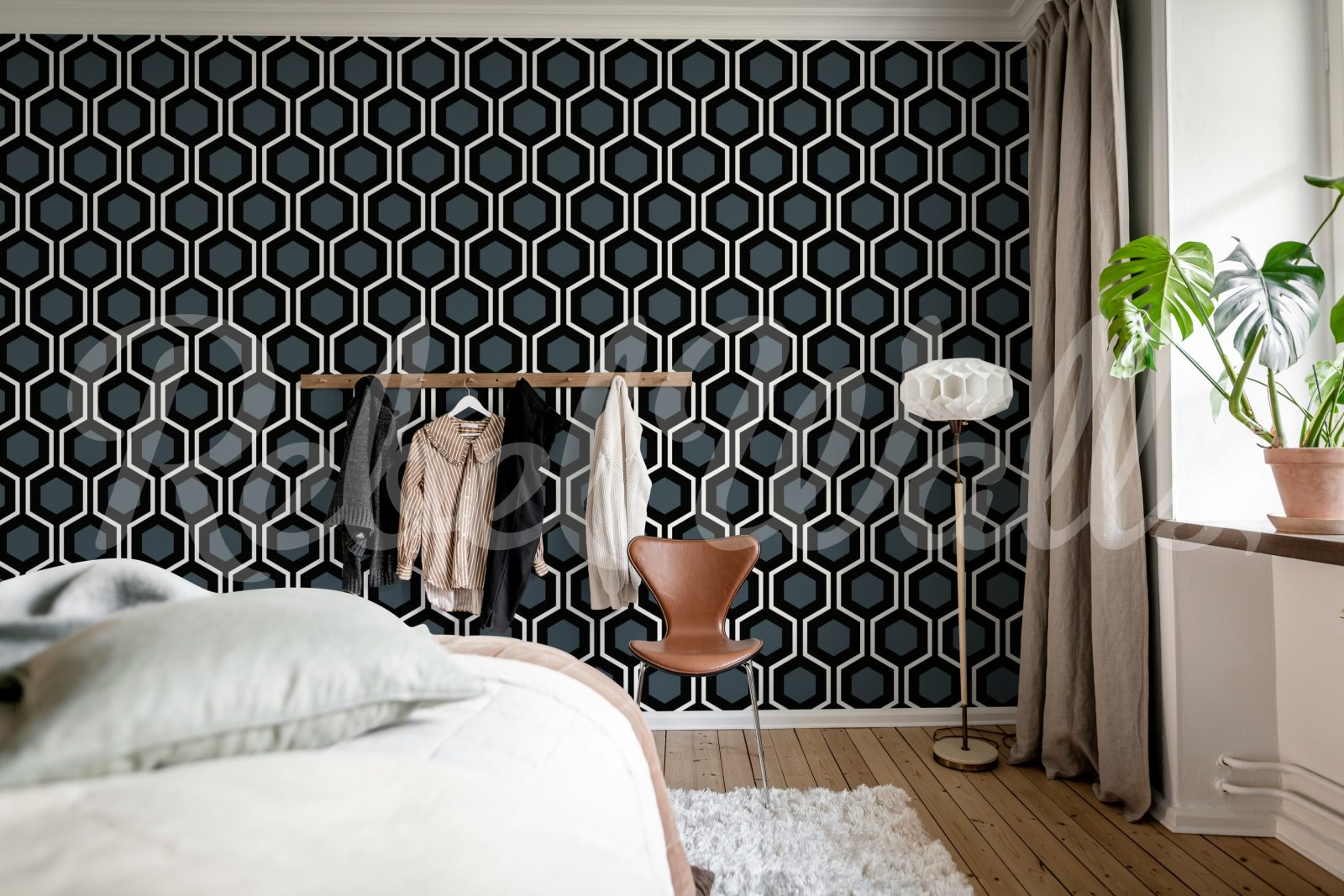 Bold Hexagon, Blue, Rebel Walls 3