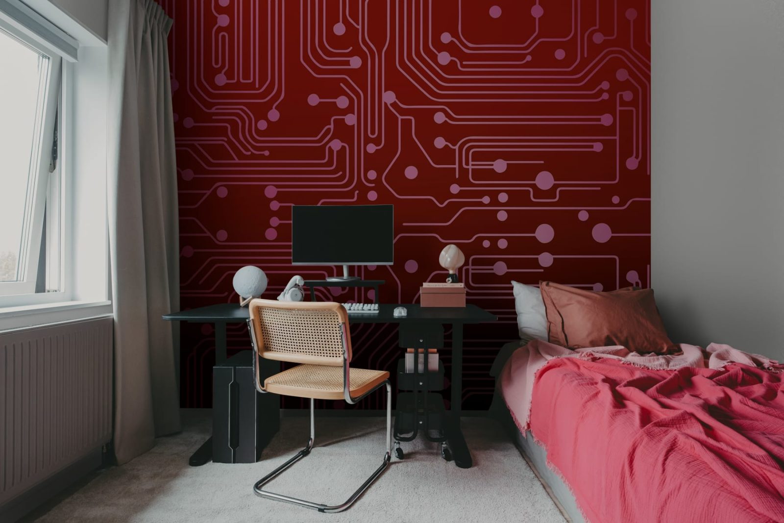 Circuit Board, Red, Rebel Walls 2