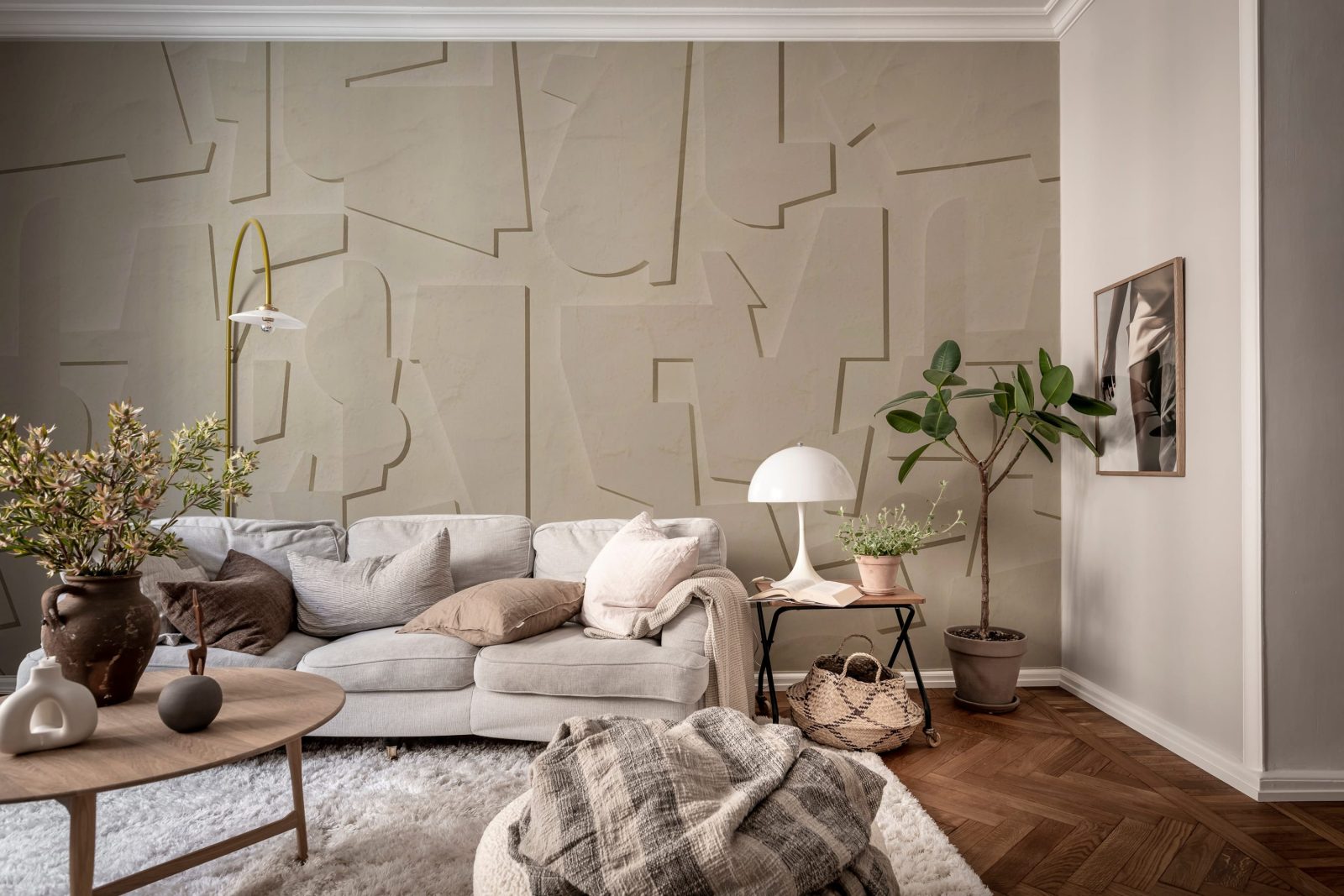 Abstract Wood, Beige, Rebel Walls 4