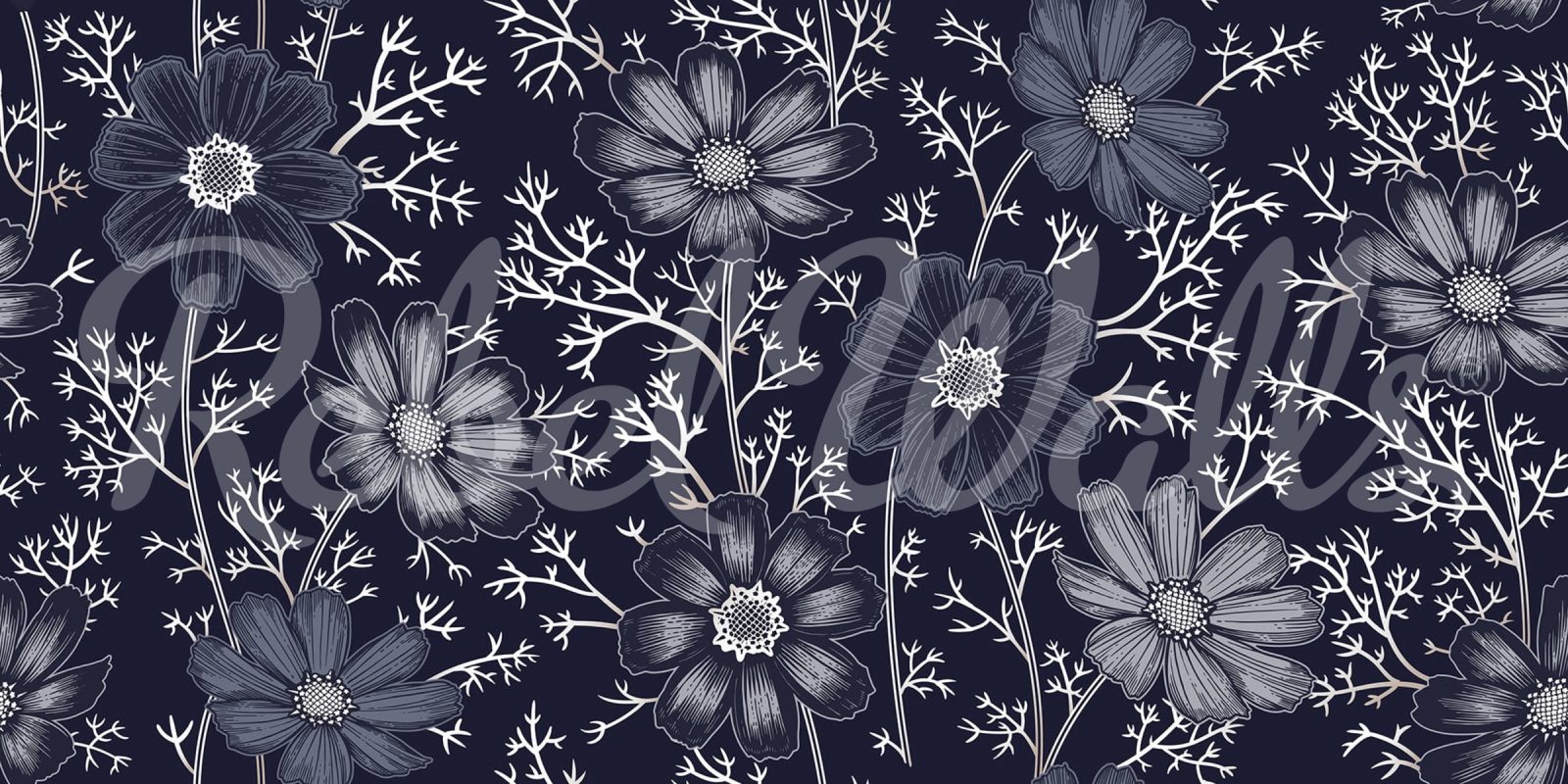 Grand Flowers, Blue, Rebel Walls