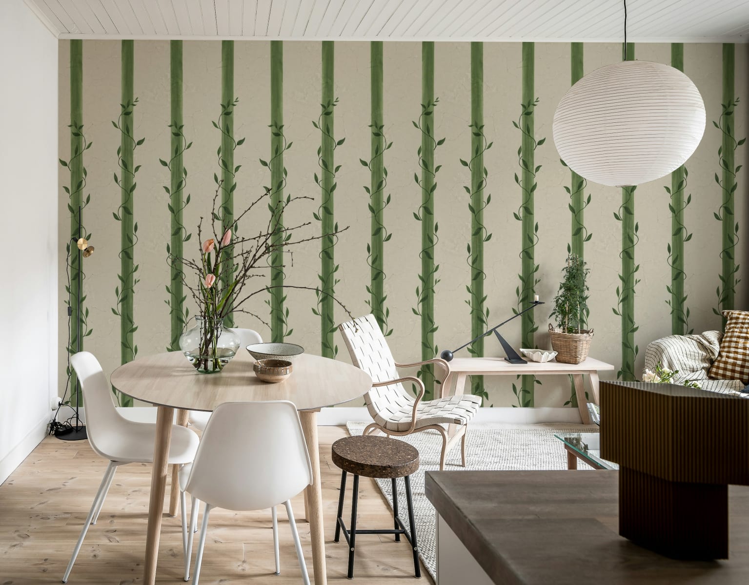 Leafy Stripes, Green, Rebel Walls 3