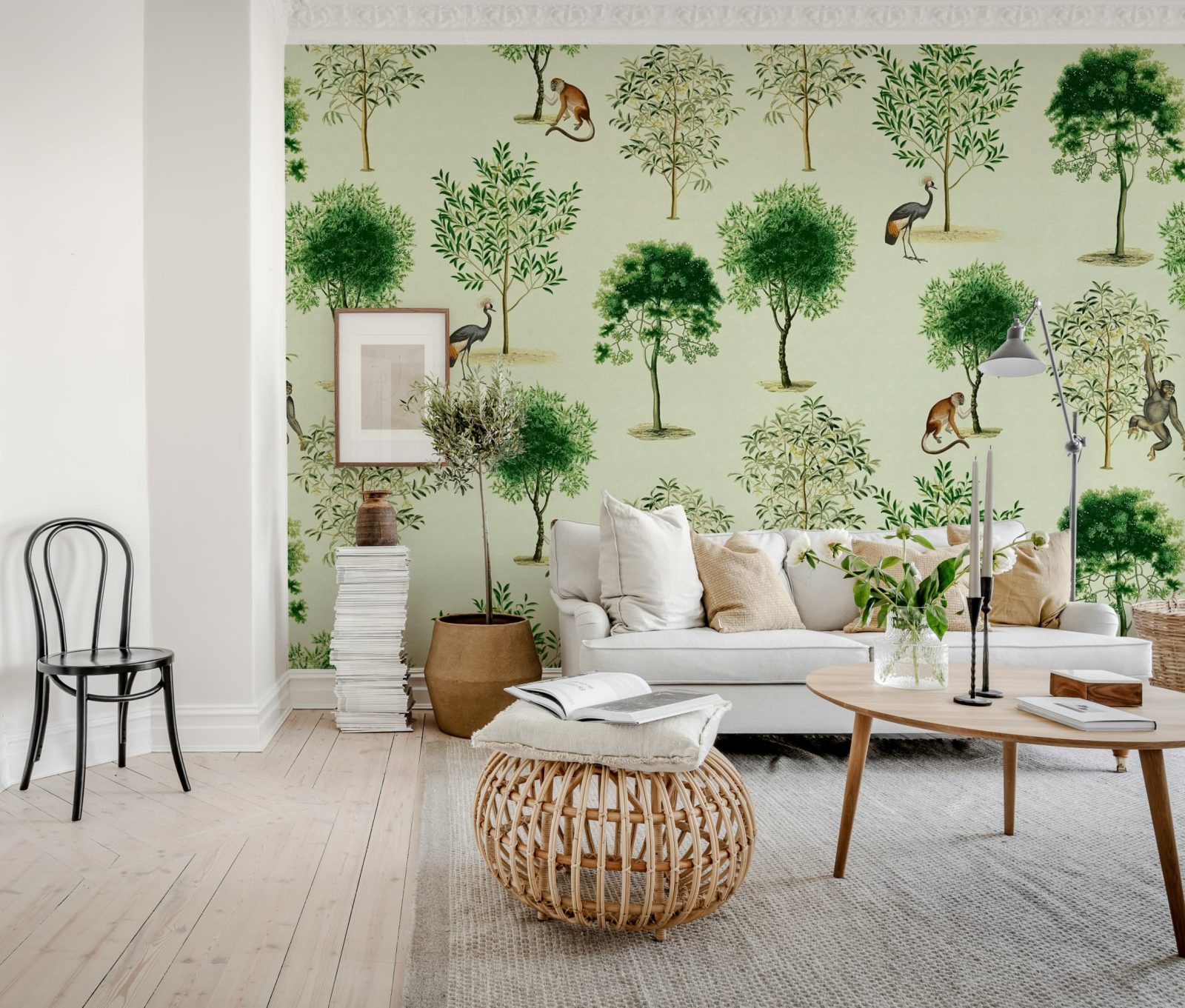 Monkey Among Trees, Beige, Rebel Walls 2