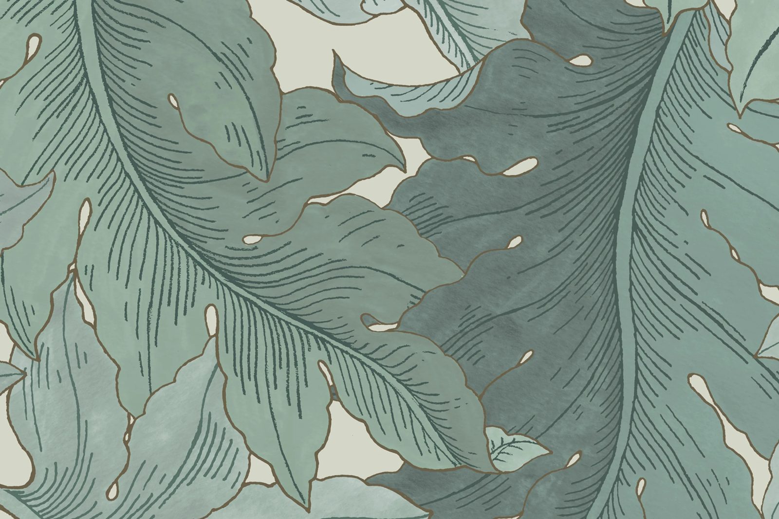 Swirling Fern, Teal, Rebel Walls 4